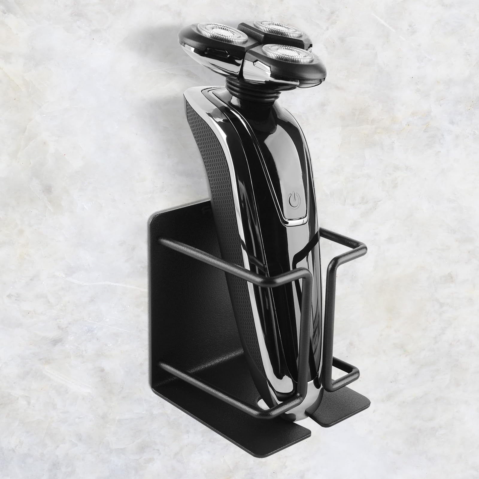 Linkidea Wall Mount Electric Razor Holder, Stainless Steel Shaver Stand for Bathroom Shower, Adhesive Razor Hanger Compatible with Philips Norelco Shaver 2400, Series 7, 9 (Black)