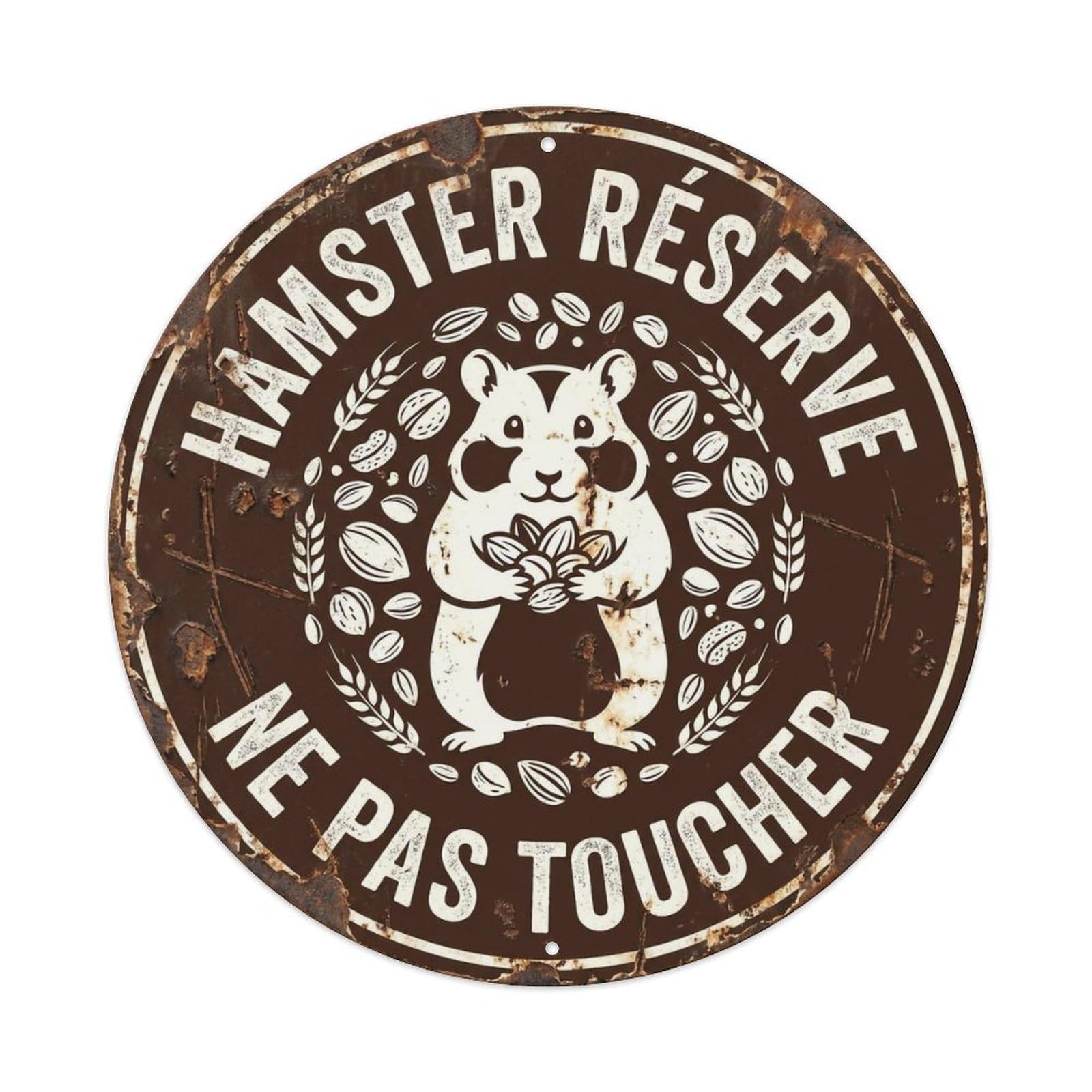 Hamster Storage Warning Round Wall Hanging Metal Tin Sign