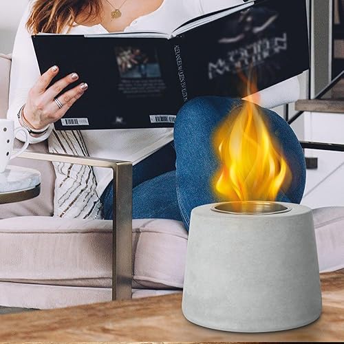 Miniatura 3 de Hoguera de mesa Hormigón para interiores, fogata personal para exteriores, mini tazón de llama portátil con alcohol para frotar para hacer olores