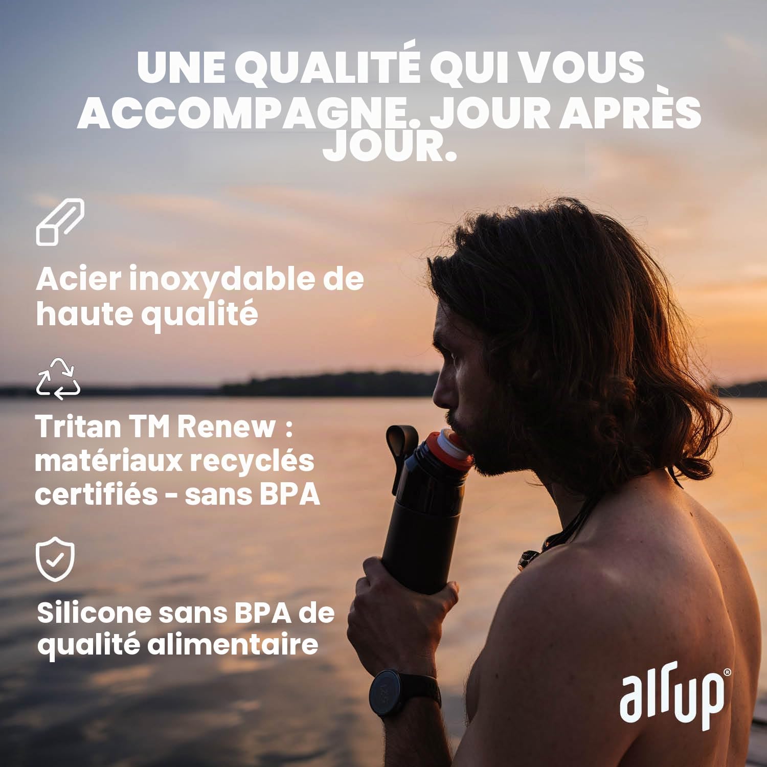 air up® Bouteille d'eau (473 ml) en acier noir + 3 capsules de cola | Capsules de saveur sans sucre et bouteilles d'eau avec paille | Bouteille d'eau aromatisée