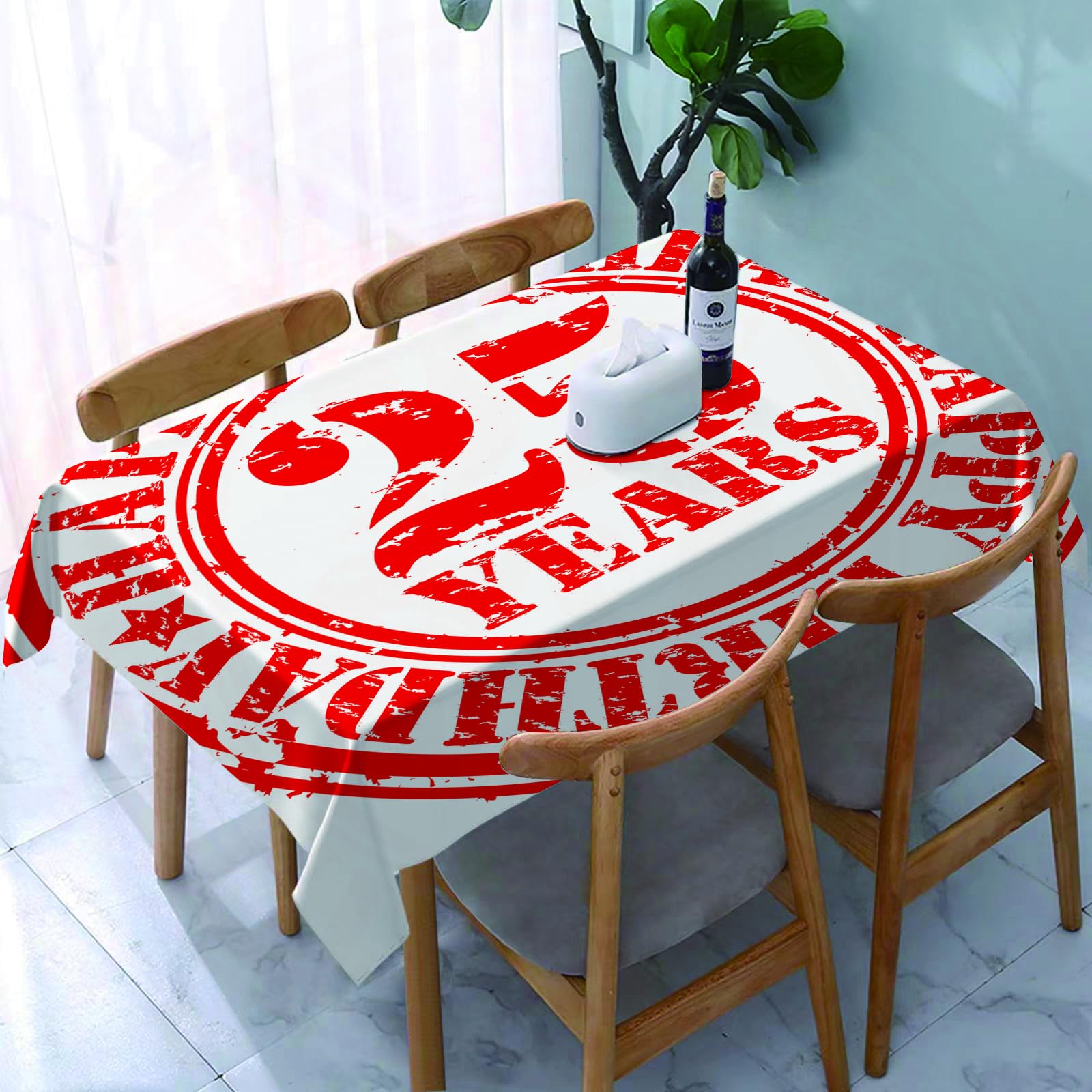 Yoiue 25Th Birthday Decorations,Circular Design Ol - A8 Tablecloth,Table Cloth For Rectangle,25Th Birthday Decorations,Circular Design Old Grungy Look Twenty Five,Wrinkle Resistant Decorative Table Cover For Kitchen Dining Parties Picnic 54 X 72 In