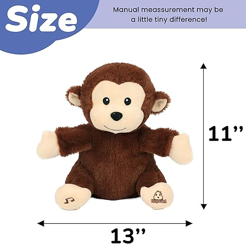 Miniatura 2 de Hopearl Monkey - Juguete musical interactivo de peluche que canta con forma de mono aplauso, adorable regalo eléctrico para niños, marrón, 11