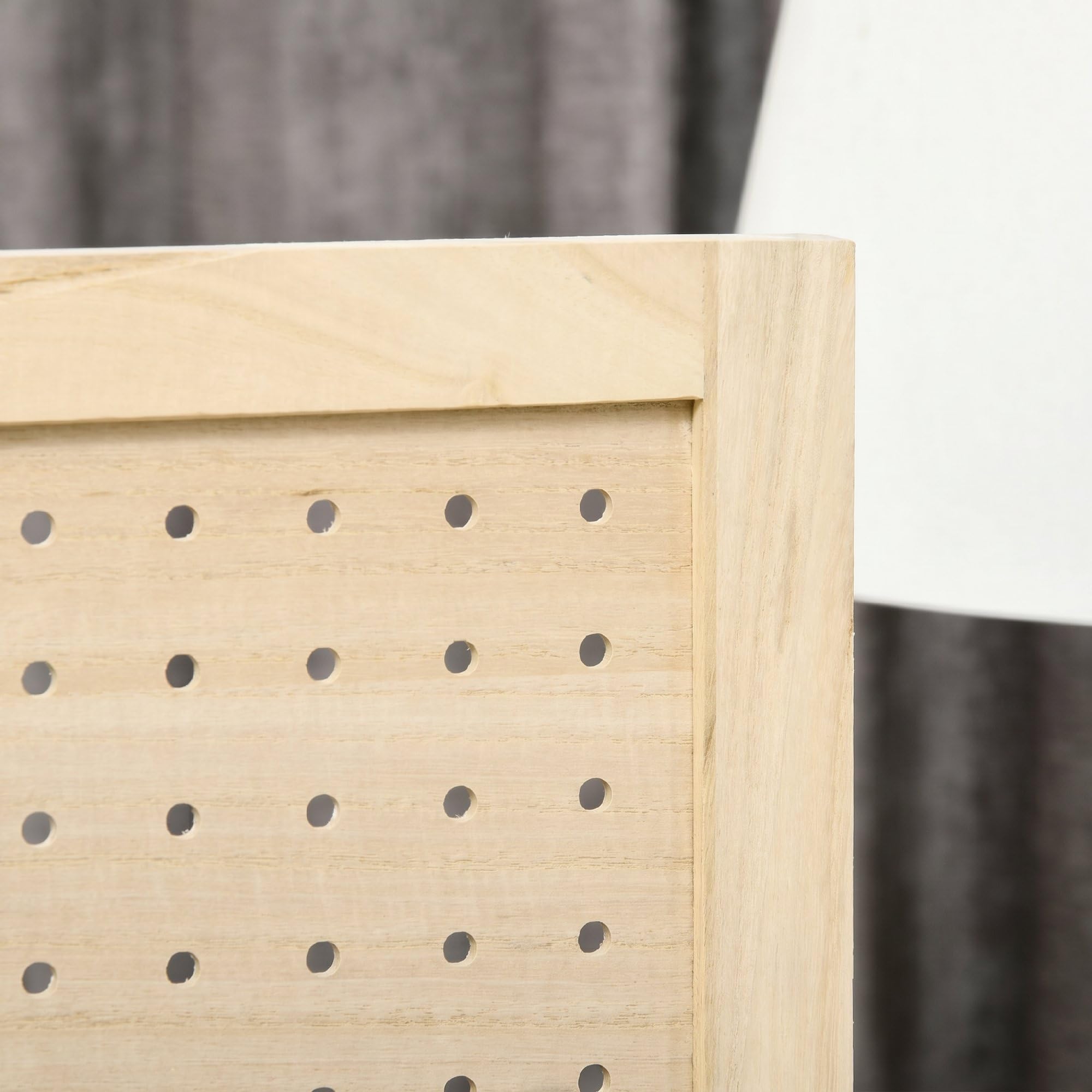 HOMCOM 3 pannelli divisorio con pegboard 1,4m naturale | Schermo in legno pieghevole per privacy, divisorio a parete per ufficio domestico