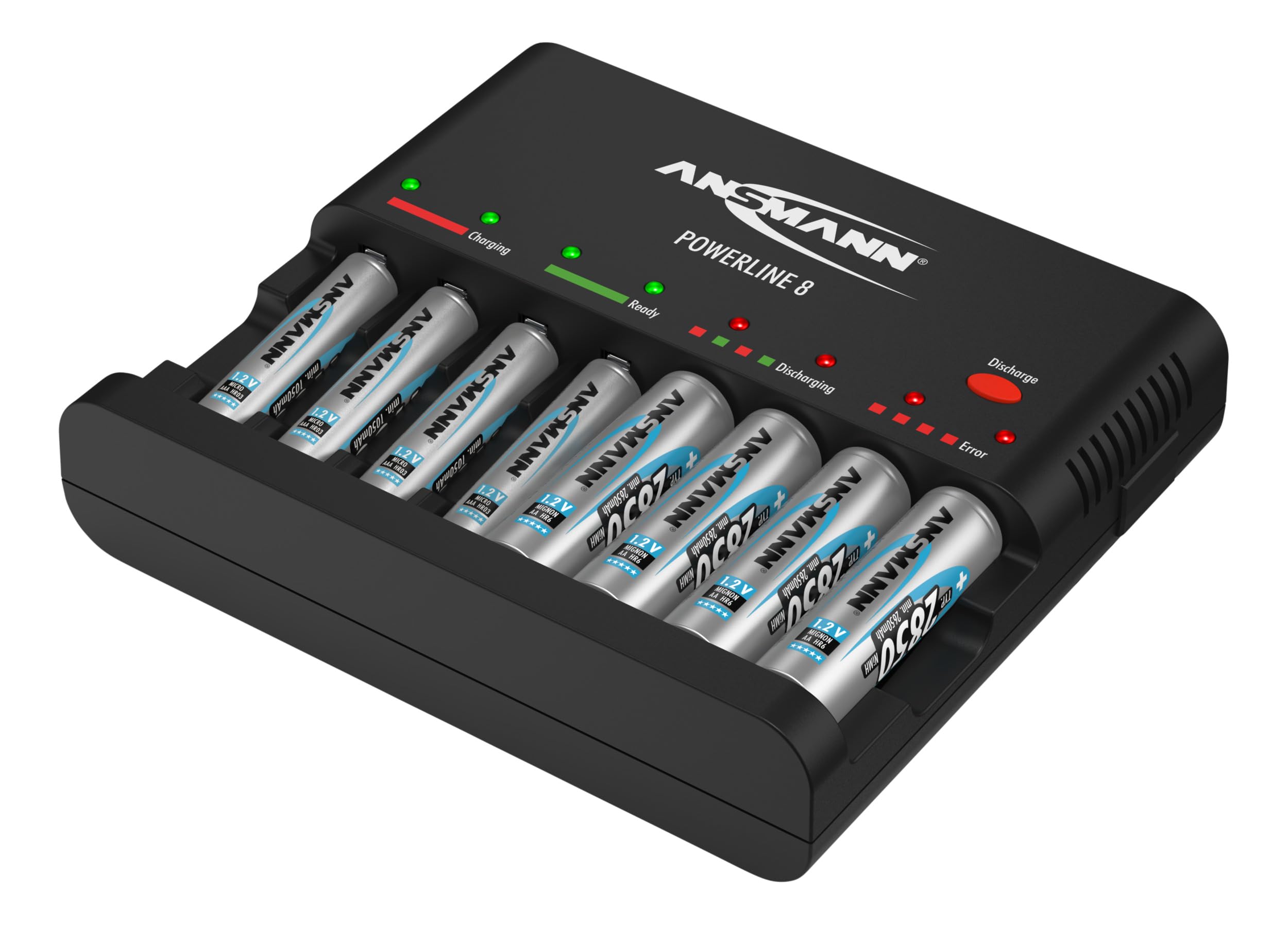 Ansmann Powerline 8 para 1 – 8 pilas AA/AAA Baterías y puerto de carga USB 1001 – 0006