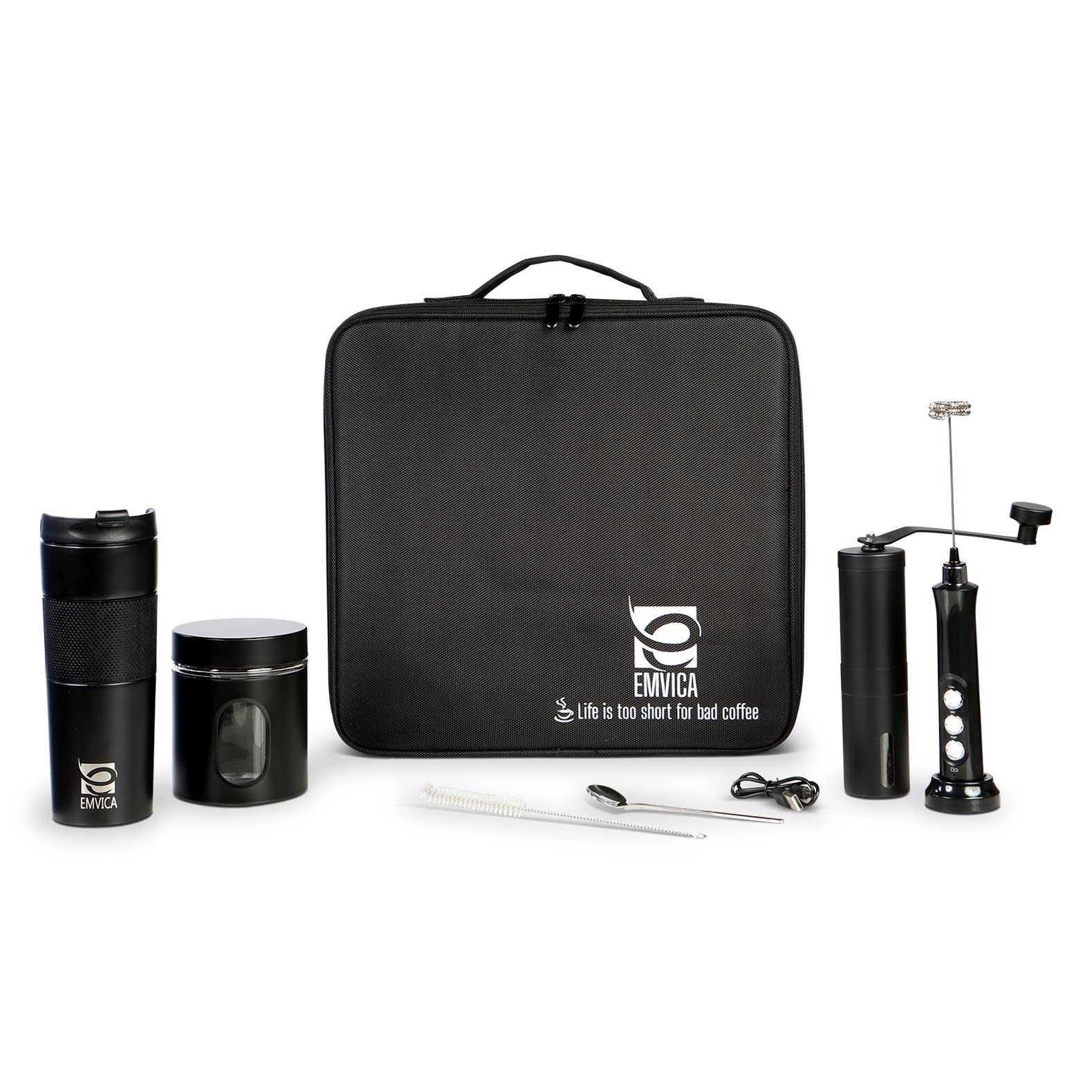 Coffee Gift Set - 15oz Black French Press Coffee Maker Set - Great for Camping, Office, Home, and Tr