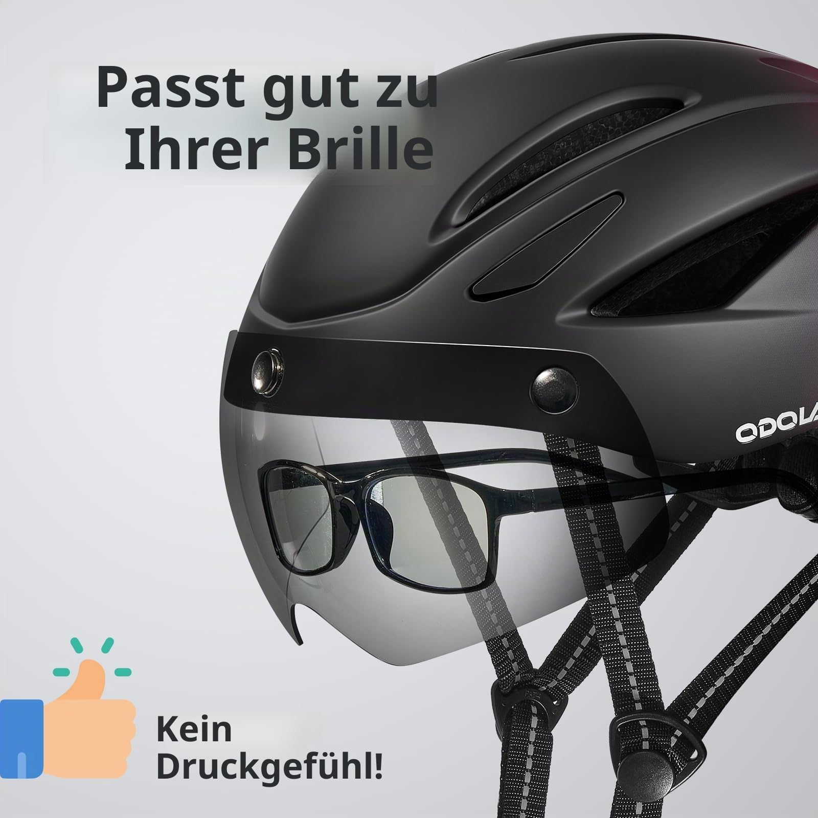 Odoland Fahrradhelm mit Magnetvisier für Erwachsene, Leichter Radhelm mit abnehmbarem Sonnenvisier Atmungsaktiv MTB Helm für Damen und Herren