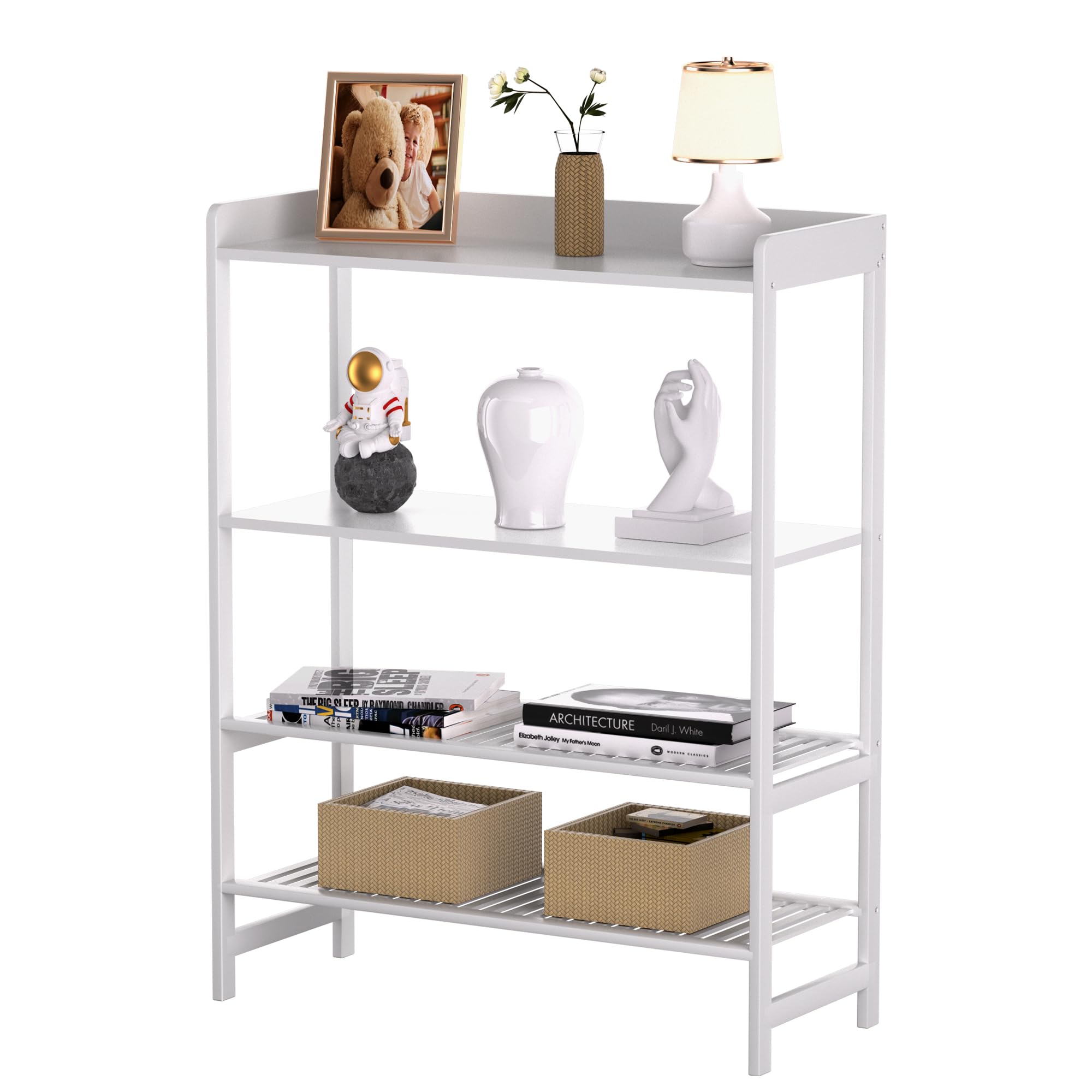 Console Table, 4 Tier Bamboo Sofa Table with Adjustable Shelves, Plant Stand Entryway Table Hallway Table Entrance Table for Living Room, Foyer, Office, Balcony