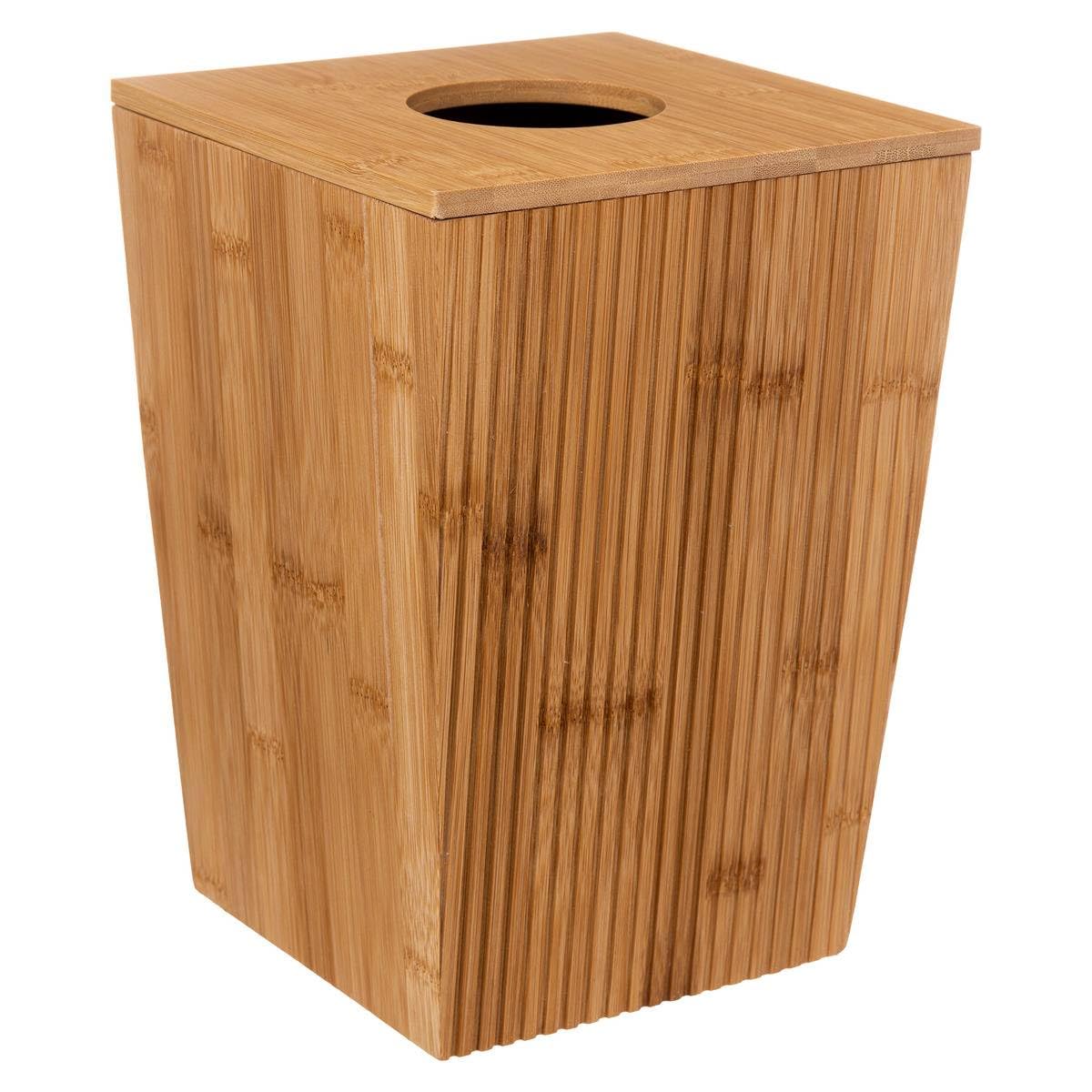 5five 6 Litre Bamboo Bathroom Bin with Lid - Wooden Design Toilet Bin