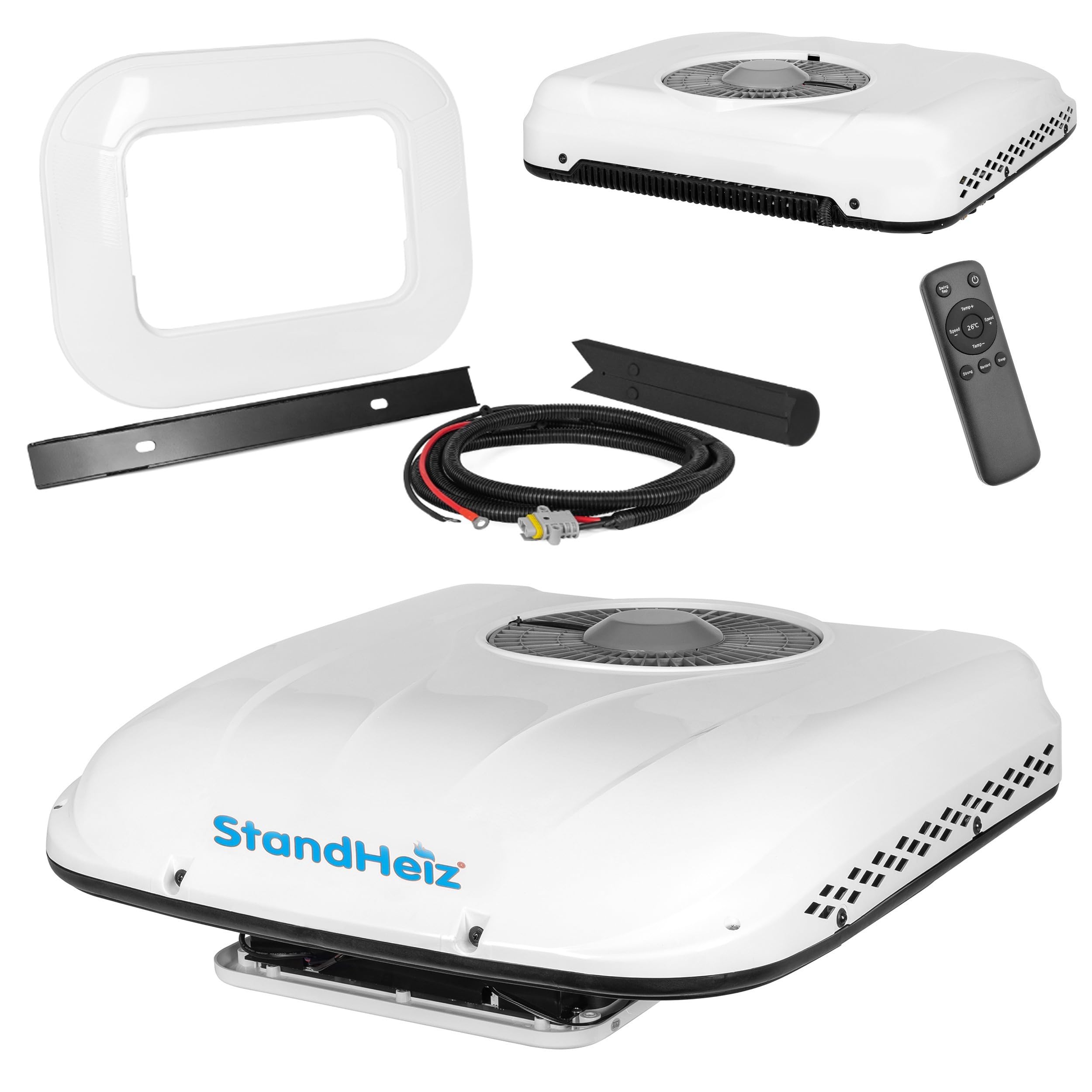 Condizionatore Camper 24V 1800W, Climatizzatore da Tetto Elettrico 750W, Aria Condizionata Camion Roulotte Trattore Escavatore, Raffreddamento Cabina con Telecomando, 60dB, 29kg Universale