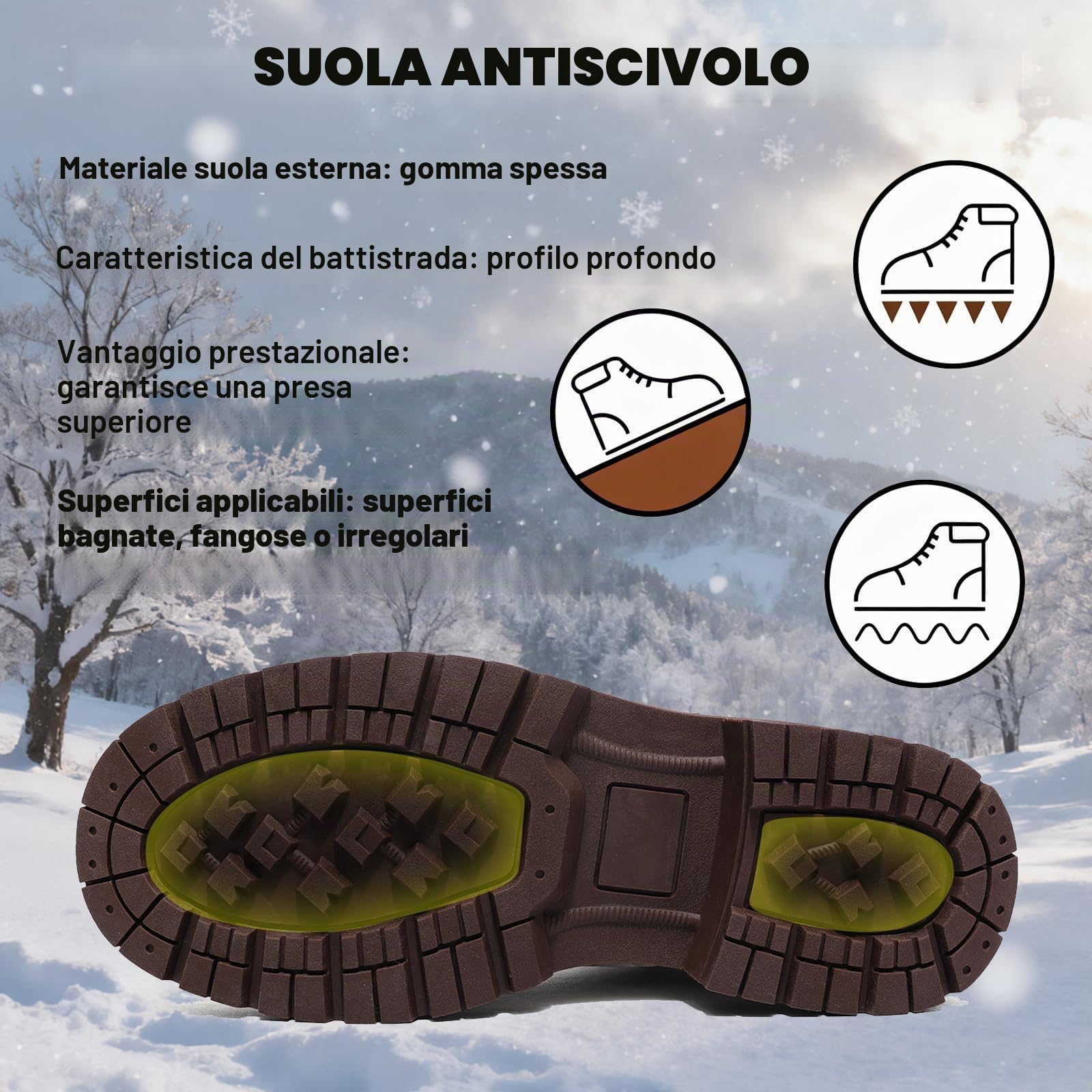 Stivali Donna Inverno Scarpe da Neve Impermeabili Stivaletti Pelliccia Stringate Outdoor Stivali da Trekking Caldi Snow Boots GR.37-42