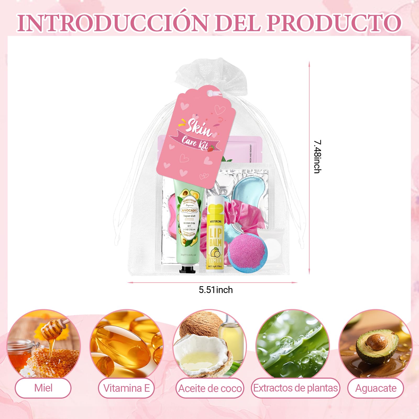 Erinde Set Spa Mujer 120 Piezas, Mascarilla Facial, Crema de Manos y Bomba de Baño, Kit Cuidado Personal Relajante, Regalo Spa para Mujer, Detalles Boda Cumpleaños Navidad