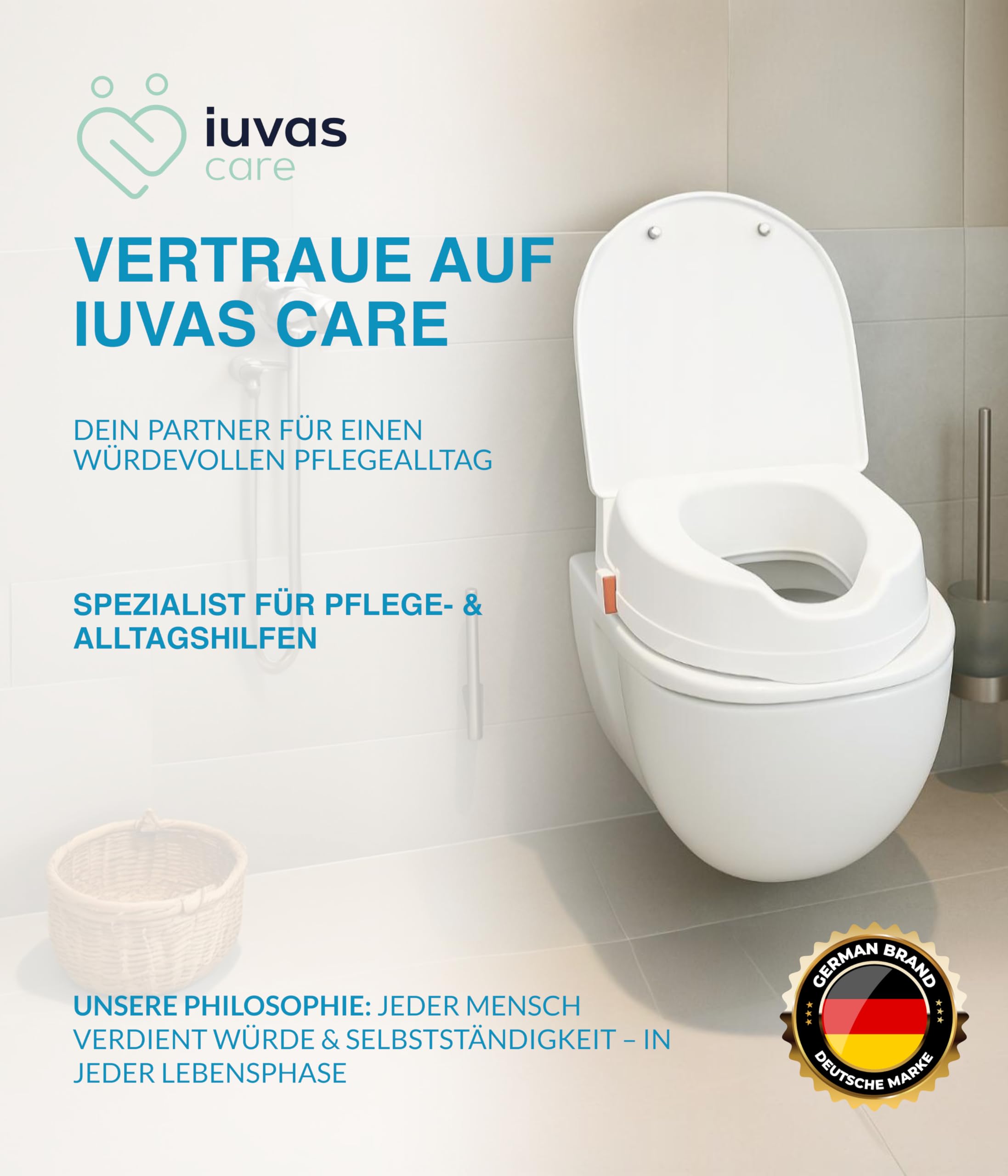 My-Loo Podwyższenie deski sedesowej 10 cm z pokrywką – podwyższona deska sedesowa dla dorosłych – bezpieczna, stabilna i higieniczna – idealna po operacji – nakładka toaletowa dla seniorów