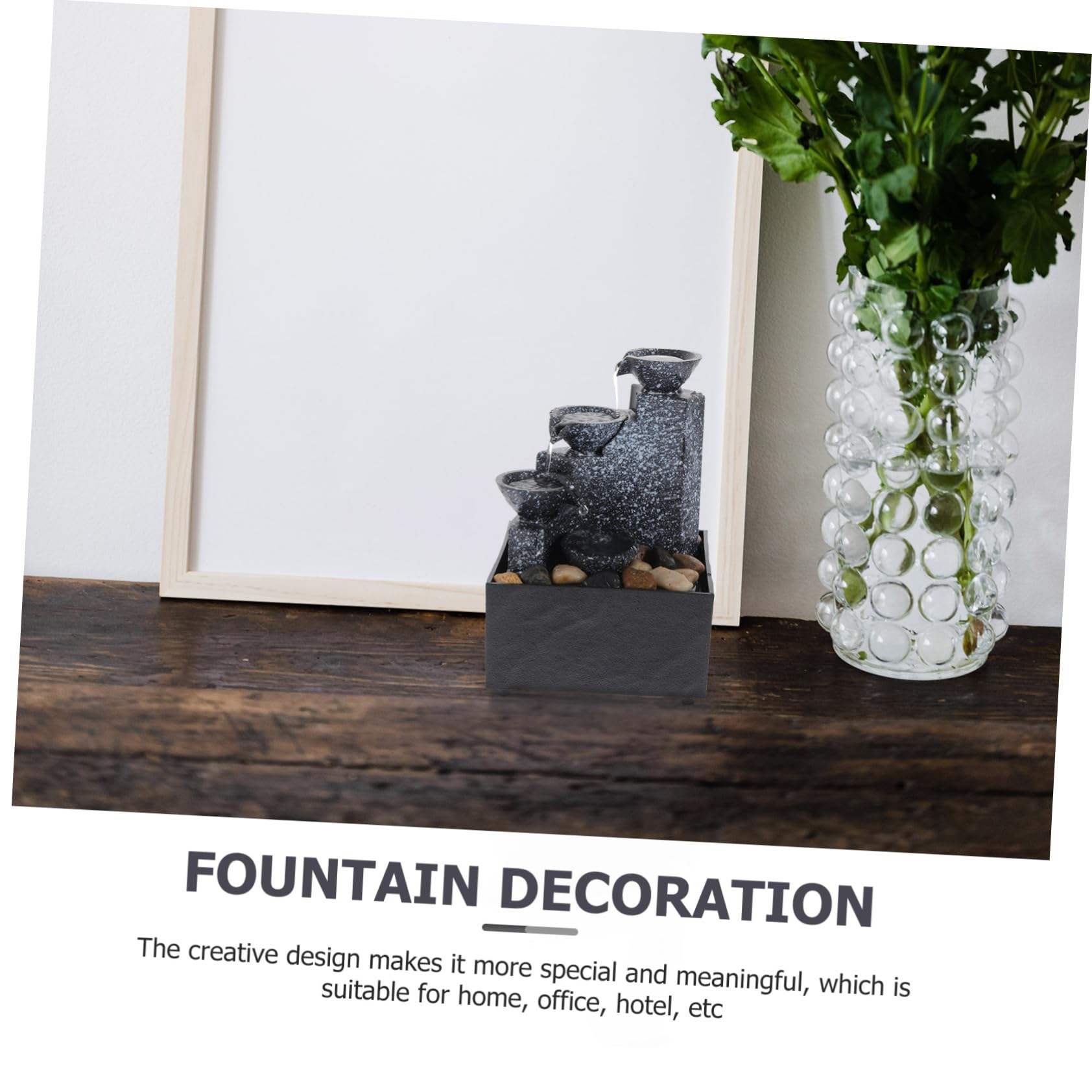 TOPBATHY Fuente Artificial Portátil de Resina, Alimentación 5v/1a o Pilas AA, Decoración para Oficina, Interior y Exterior