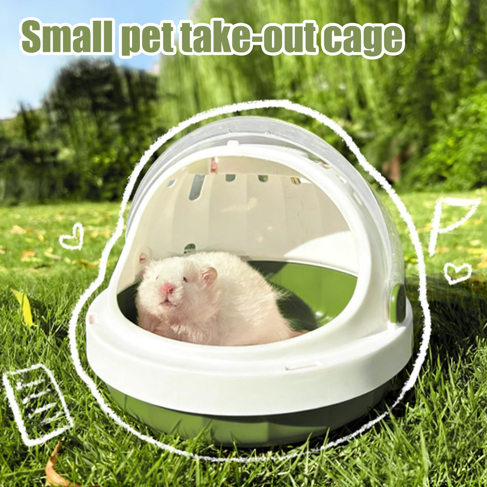 Cage de transport portable pour hamster avec bouteille d'eau, 18,6 x 18,6 x 16 cm, avec fentes d'aération, pour gerbilles, souris, hamsters nains