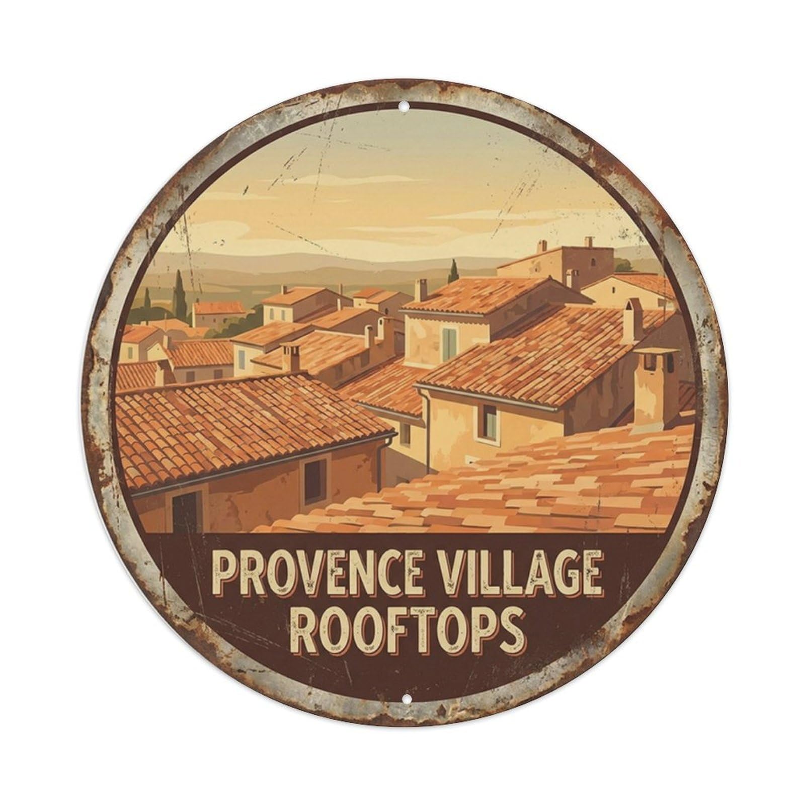 Provence Country Village Rooftops Garden Travel Metal Tin Sign