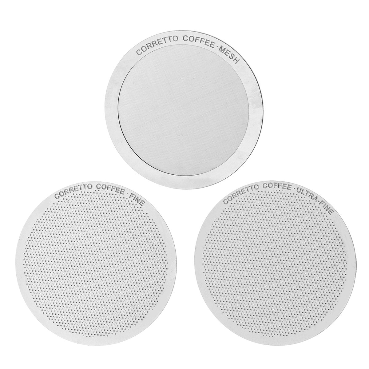 Set of 3 Pro Reusable Filters for use in AeroPress Coffee Maker FINE, ULTRAFINE and MESH