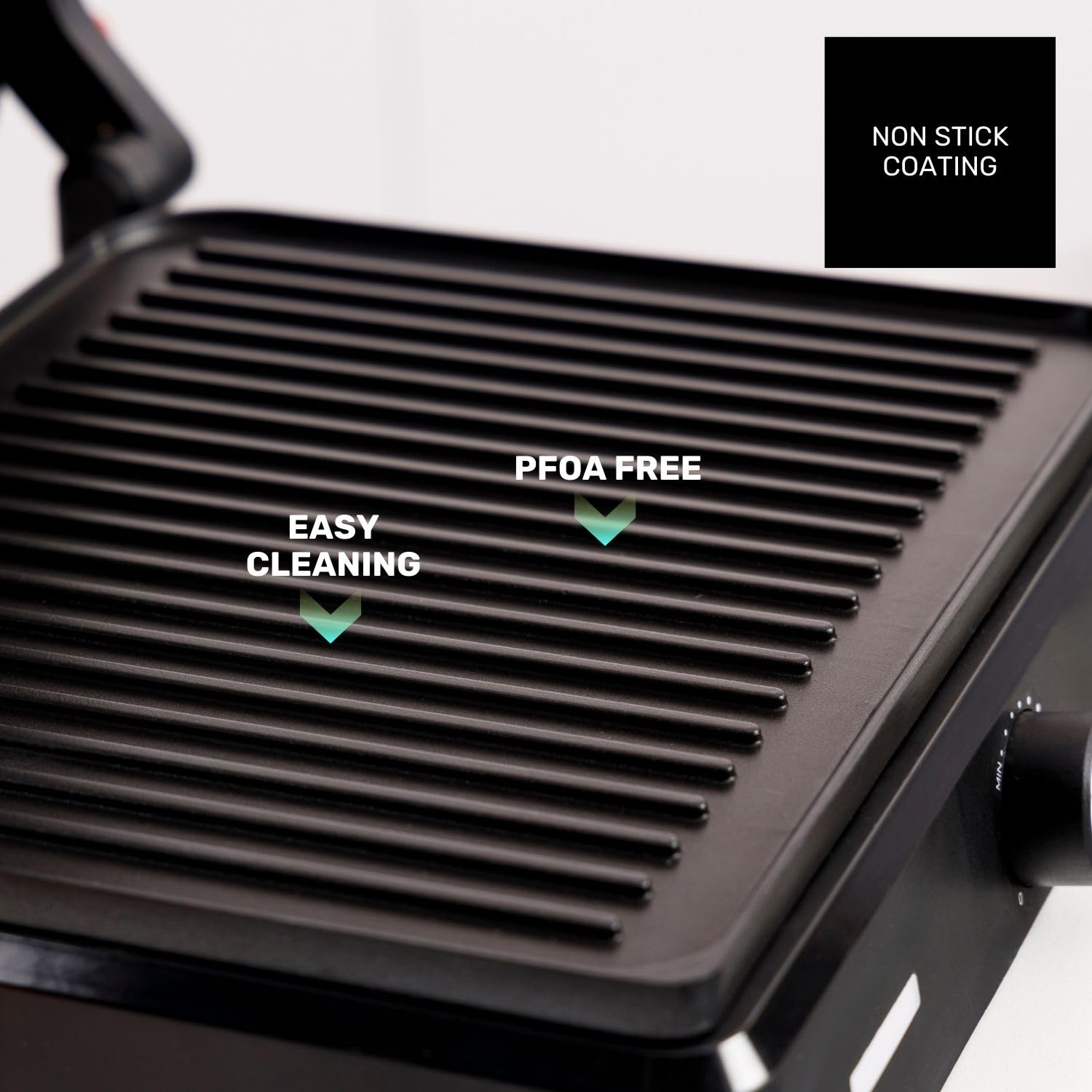 Taurus - Grill Essential 2600W | 2-en-1: Grill et Plancha | Plaques Stair System 29x23 cm | Antiadhésif sans PFOA | Bac à Graisse | Thermostat Réglable | Cool Touch & Verrouillage