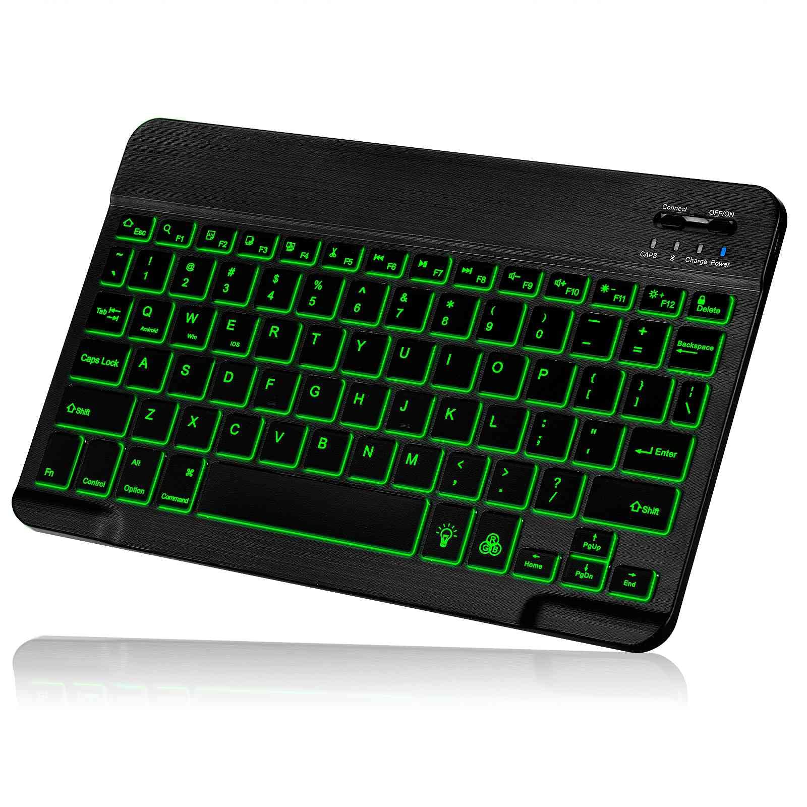 UrbanX UX030 Lightweight Ergonomic Keyboard with Background RGB Light, Multi Device Slim Rechargeable Keyboard Bluetooth 5.1 and 2.4GHz Stable Connection Keyboard Compatible with Honor Play4