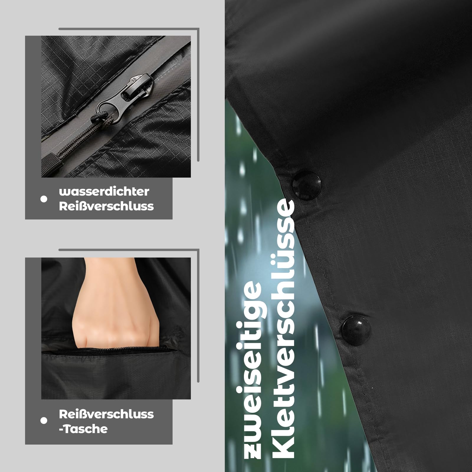 Wasserdichter Regenponcho mit Tragetasche, Winddichte Regenbekleidung für Damen & Herren, Leicht & Kompakt für Fahrrad fahren, Reise, Trekking, Wiederverwendbarer Regenmantel