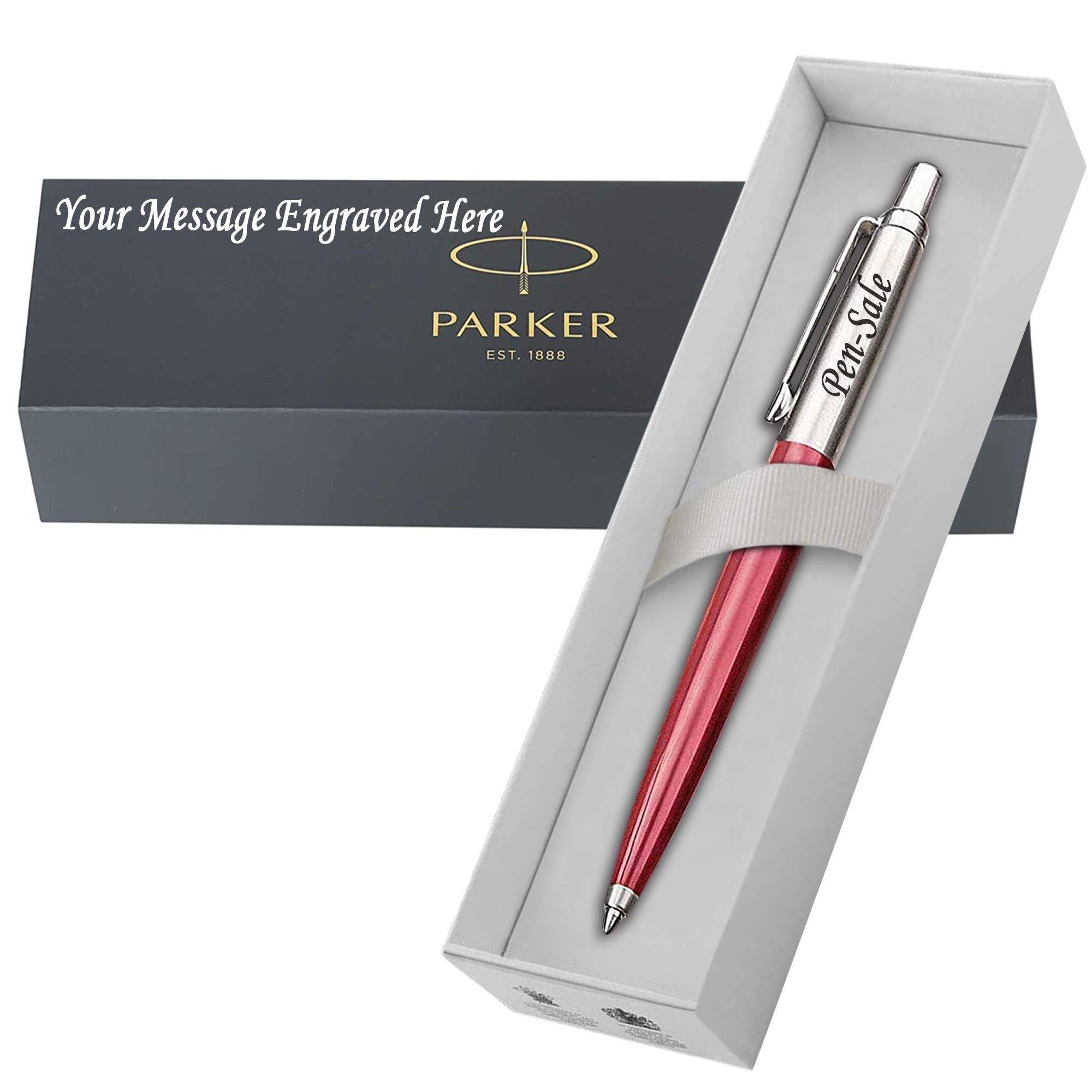 Personalised Engraved Parker Jotter Red Ballpoint Pen with Black Ink in a Classy Engraved Gift Box, Personalised Gift for Anniversary, Christmas - Enter Your Custom Text โ image 1