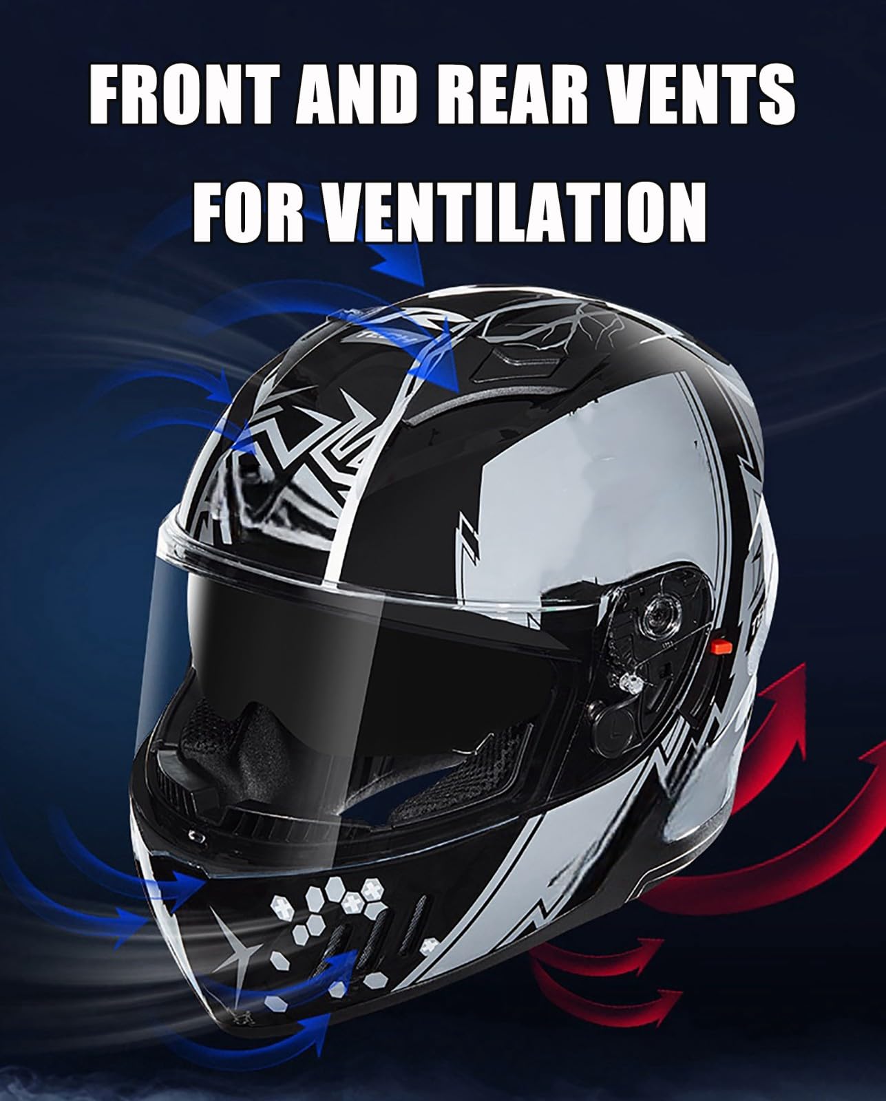 Kask szczękowy dla motocyklistów, integralny kask motocyklowy z certyfikatem ECE 2206, integralny kask motocrossowy, do jazdy po ulicy, uniseks, rozmiar A, rozmiar L (58-59 cm)