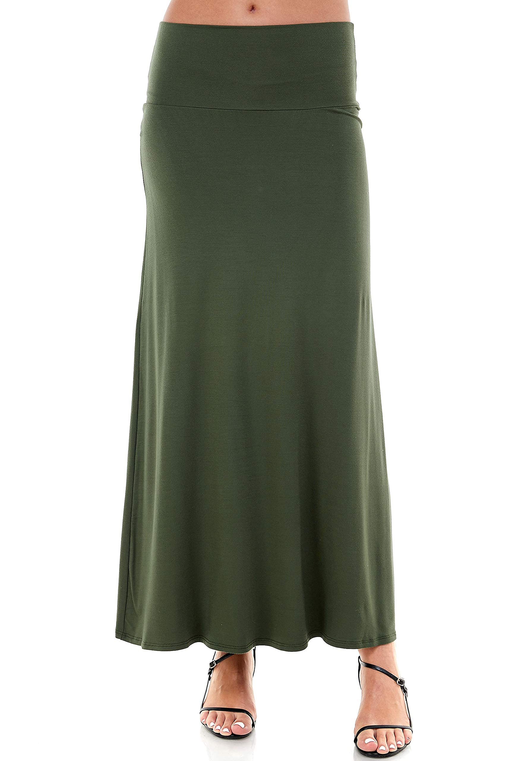 Azules Women's Rayon Span Regular to Plus Size Maxi Skirt - Solid