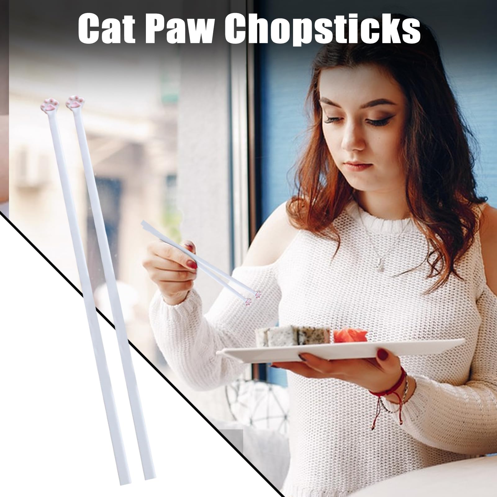 2 Paar Katzenpfoten Essstäbchen - Mit 8 Obstgabeln | Süße Pfotenabdruck Design