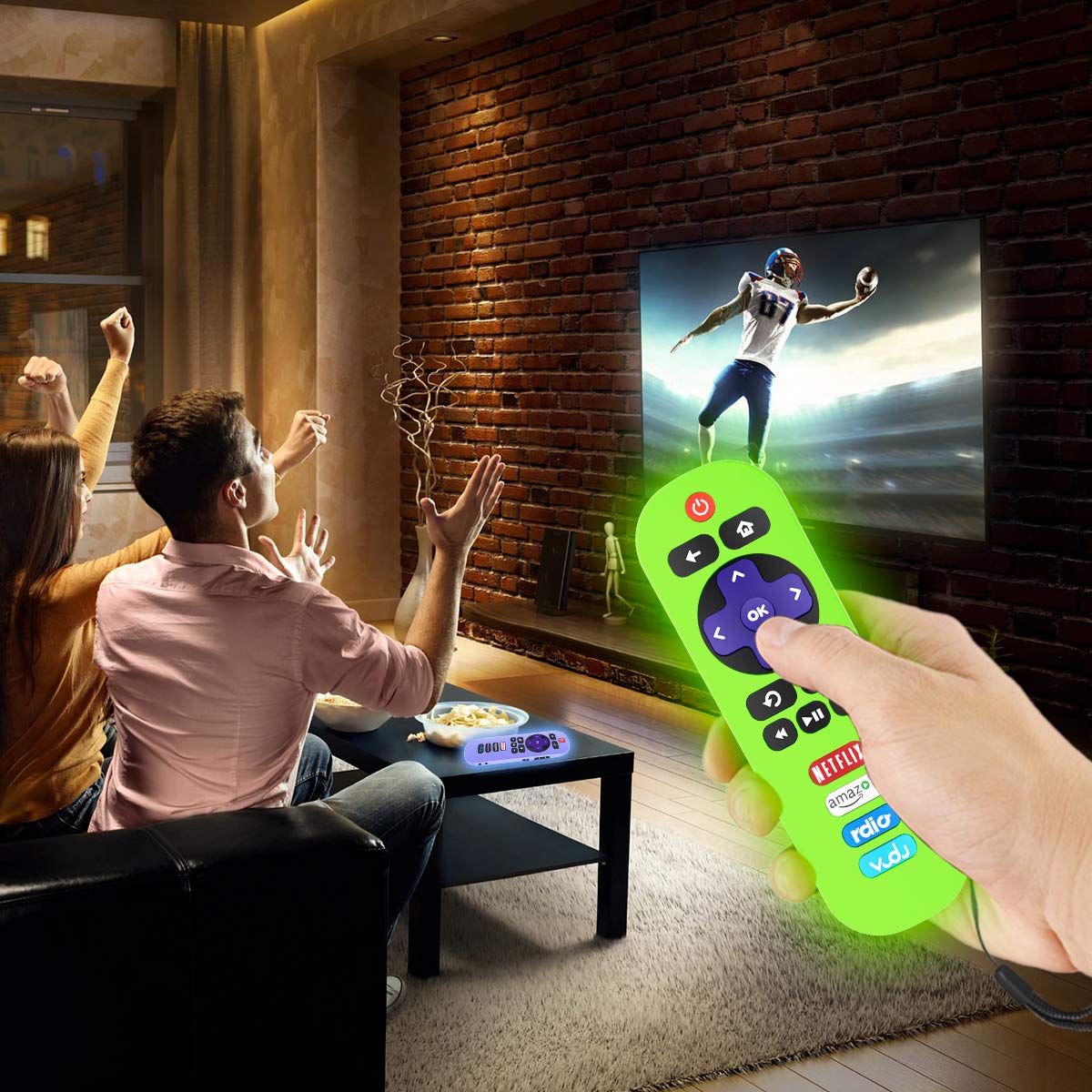 Alquar Paquete de 2 fundas protectoras para control remoto TCL Roku RC280, ligera, antideslizante, a prueba de golpes, de silicona, compatible con control remoto TCL Roku RC280, con cordón (verde