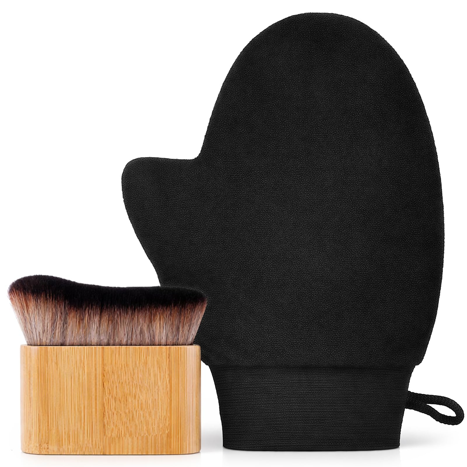 2 w 1 krem do opalania pleców, rękawica samoopalająca, zestaw do samodzielnego opalania, aplikator, pędzel i rękawica do opalania, szczotka Kabuki Brush do opalania pleców