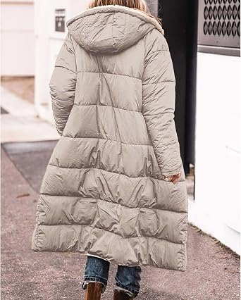 Winter Coats For Women Warm Fleece Lined Full Zip Hooded Long Jackets Ladies Puffer Quilted Overcoat Outerwear