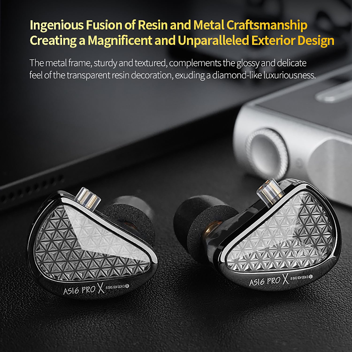 KZ AS16 PRO X - Auriculares intraurales con monitor de oído, auriculares HiFi para juegos, 16BA, armadura equilibrada, controladores IEM, para músicos, cantantes, audiófilos, DJ, bateristas