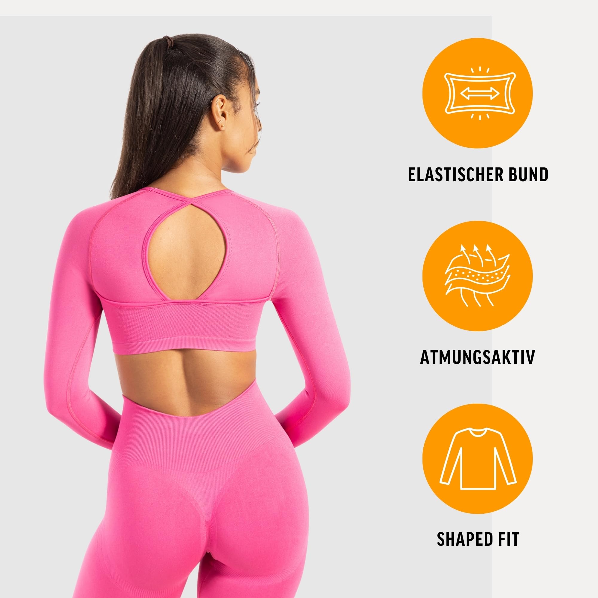 SMILODOX Longsleeve Damen Linnea, Sportshirt mit Rückenausschnitt und Snatched Bund, Funktionsshirt Extra Lange Ärmel mit Daumenloch, Figurbetontes Langarmshirt für Gym, Yoga und Freizeit