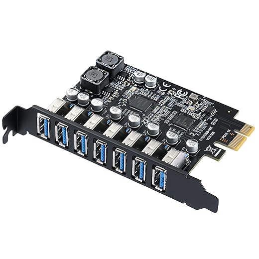 7-Port USB 3.0 PCIe Expansion Card for Desktop PC, 5Gbps SuperSpeed Data Transfer, PCI Express to USB 3.0 Hub Card with Dedicated Channels & UASP Support, Plug & Play, Windows 11/10/8/7/XP/Vista/Linux