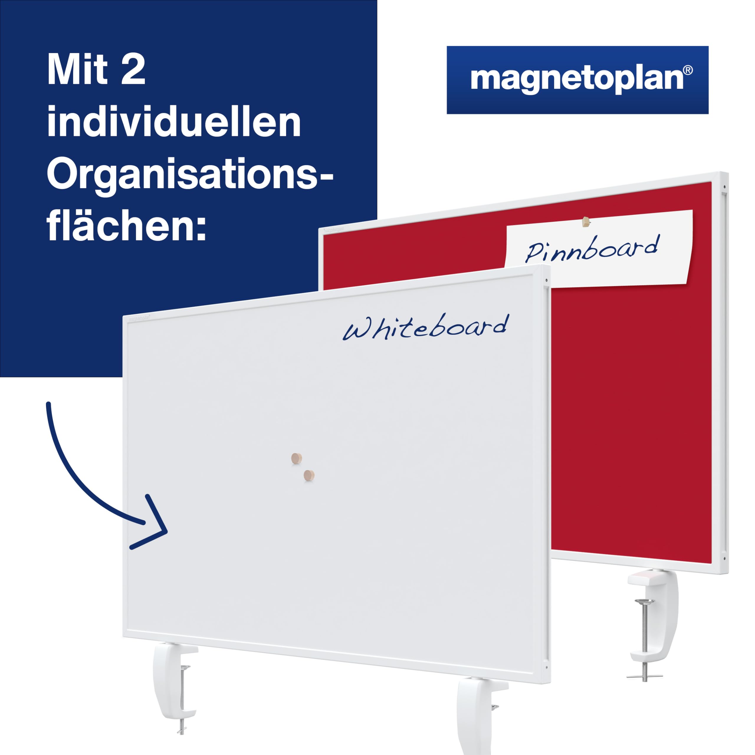 magnetoplan | ścianka działowa VarioPin | biała tablica suchościeralna/filc | szerokość 800 mm | czerwona