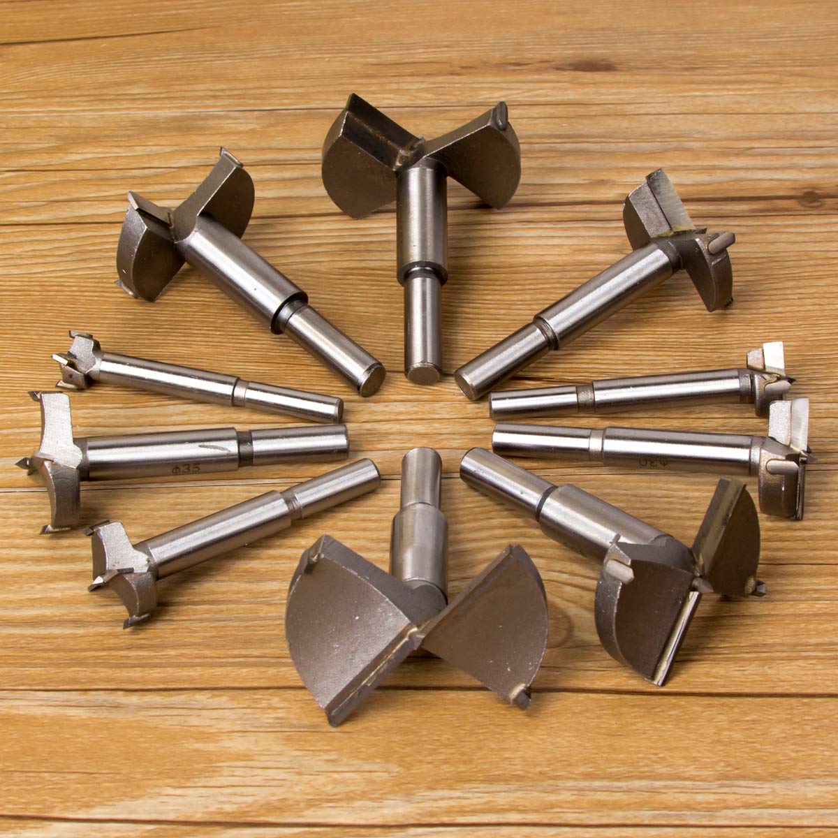 LAOYE 10 Pcs Mèche Bois 15-60mm Carbure Foret Meche à Façonner Fraise Perceuse 15mm 20mm 25mm 30mm 35mm 40mm 45mm 50mm 55mm 60mm