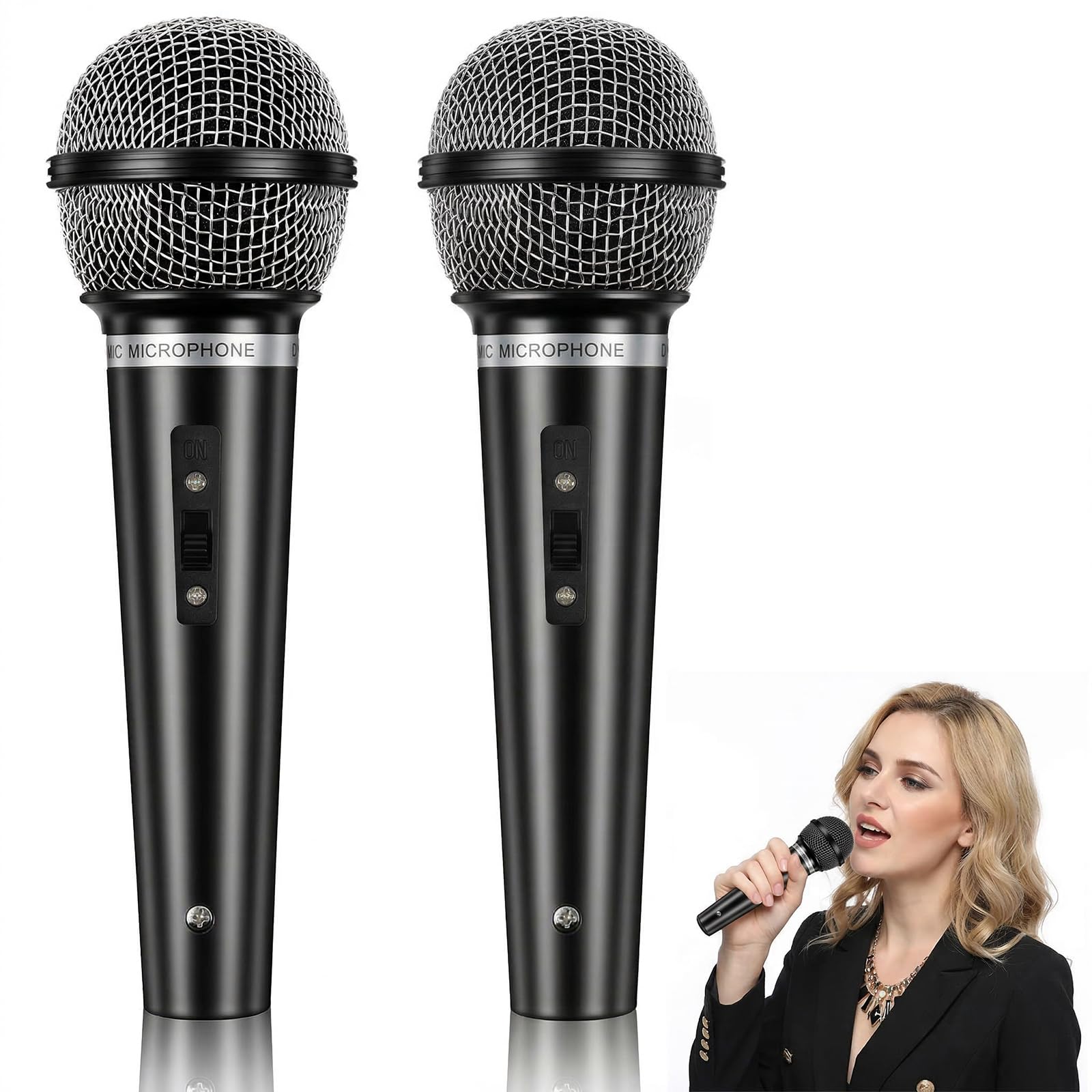 APLZGMG 2 Pcs Fake Microphone Prop, Plastic Toy Microphones, Prop Pretend Microphone for Birthday Music Parties, Costume Play, and Events (Black, 17cm)