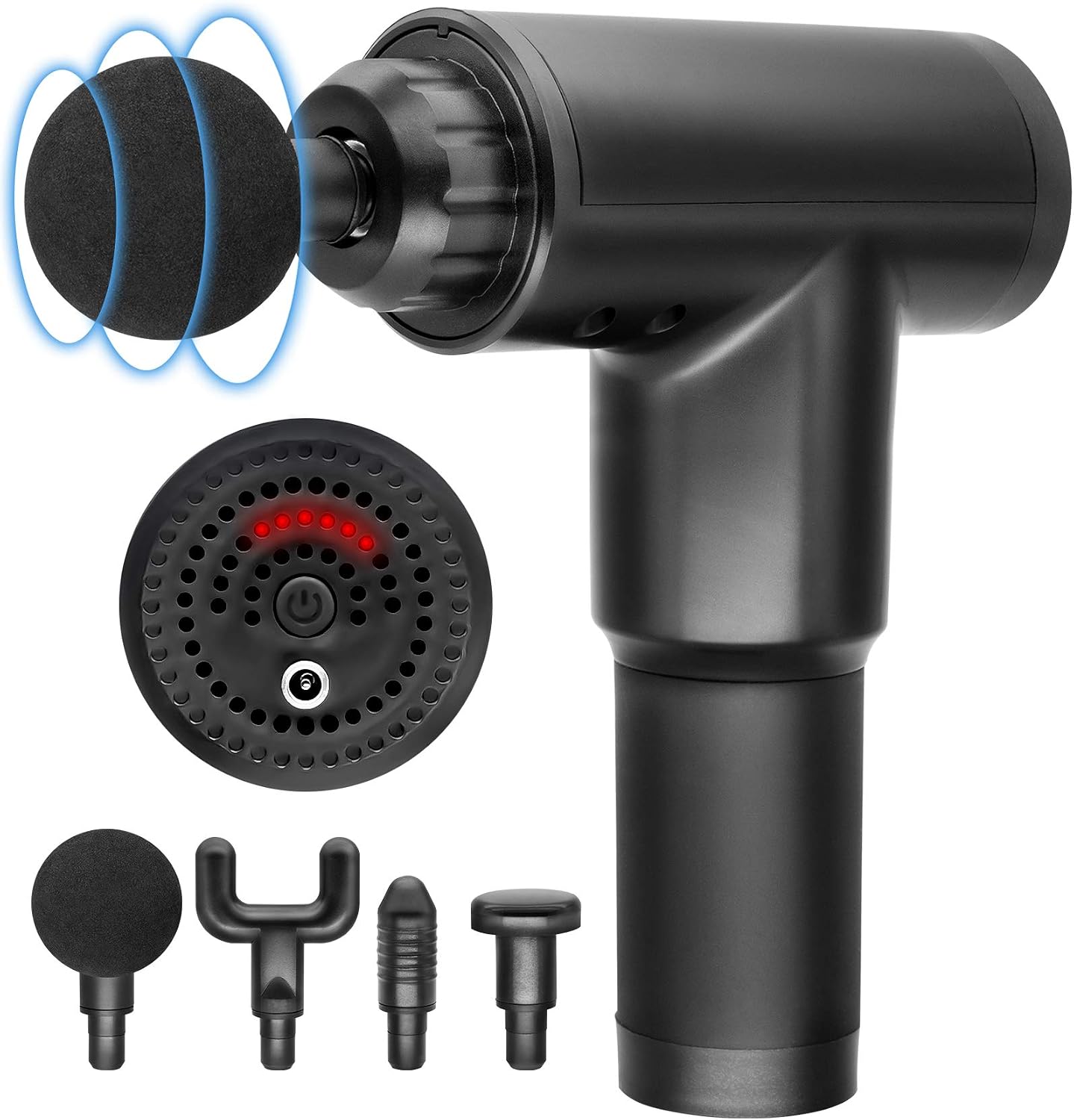 Muscle Massage Gun, Professional Handheld Deep Tissue Massage Gun for Athletes, 6 Adjustable Speed Percussion Massage Rechargeable Body Muscle Massager with 4 Massage Heads for Pain Relief (Back)
