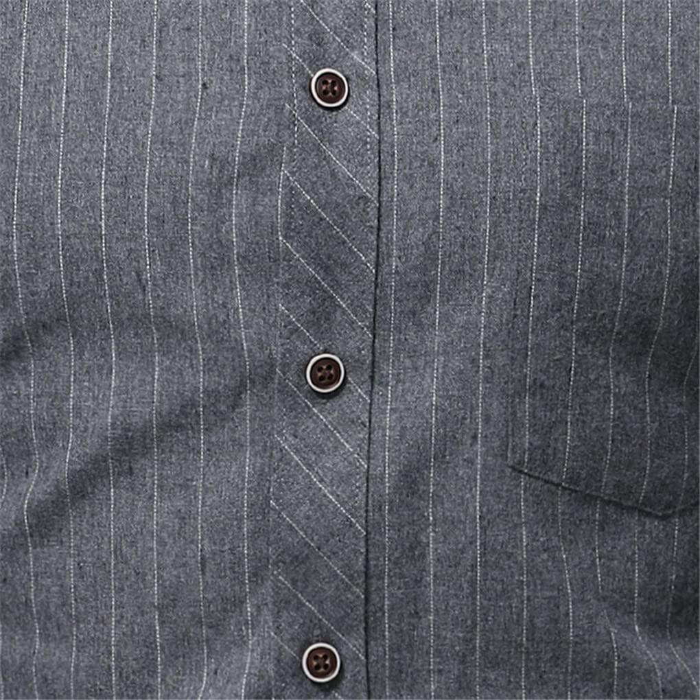 Dninmim Camicia classica classica a maniche lunghe da uomo a righe nere Slim Office Social Button Dress Shirt, Plaid-grigio scuro9, M