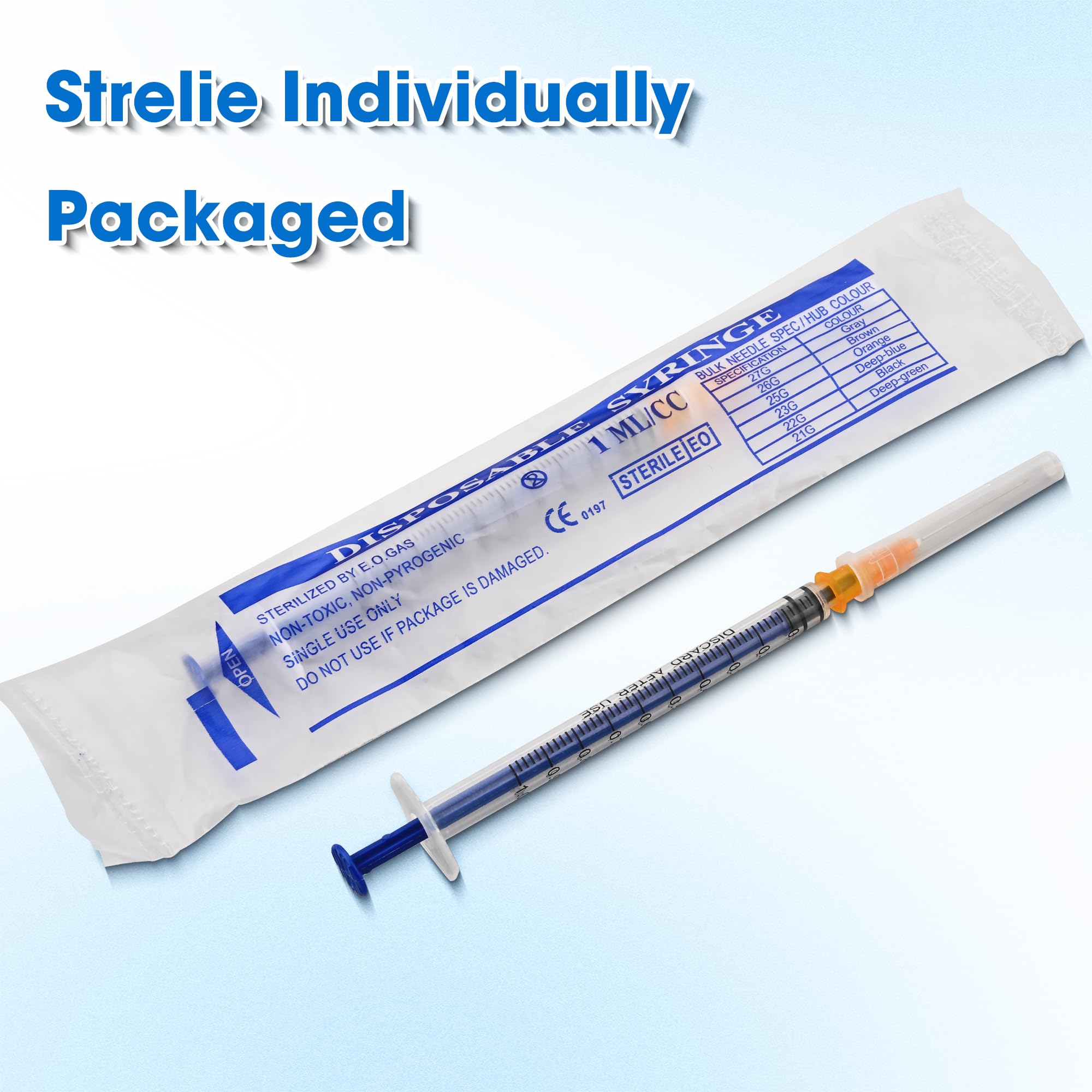 Disposable Syringe for Scientific Labs, Individually Wrapped (1ml 25Ga 1" Luer Slip, Count, 20.0) — Amazon image 4