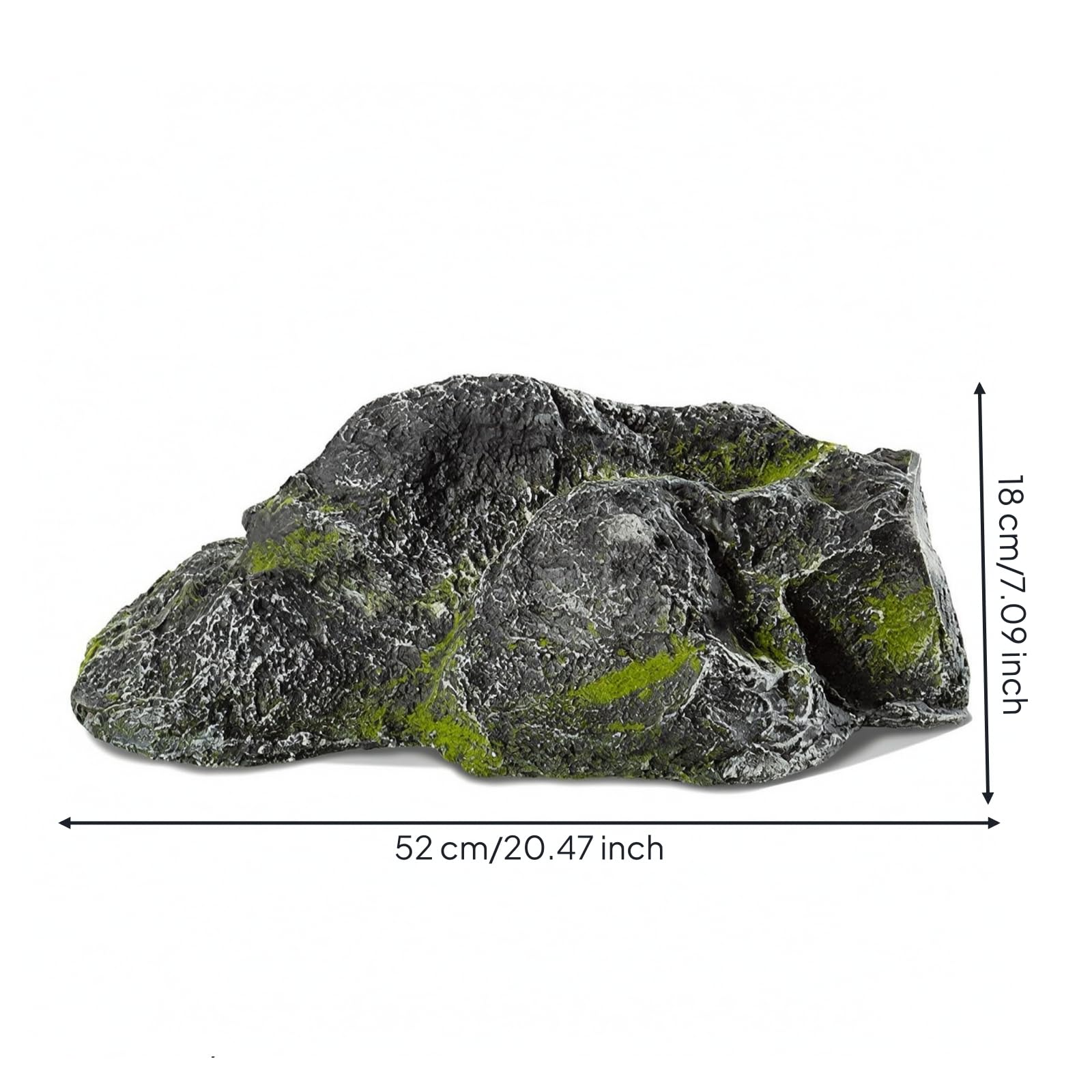 rockible Simulierte Fels Skulptur Felsstein Deko, Felsendekoration Im Stil „Tausendschichtstein“ Für Aquarien, Mit Moosbewuchs, Ca. 52x30x18 cm