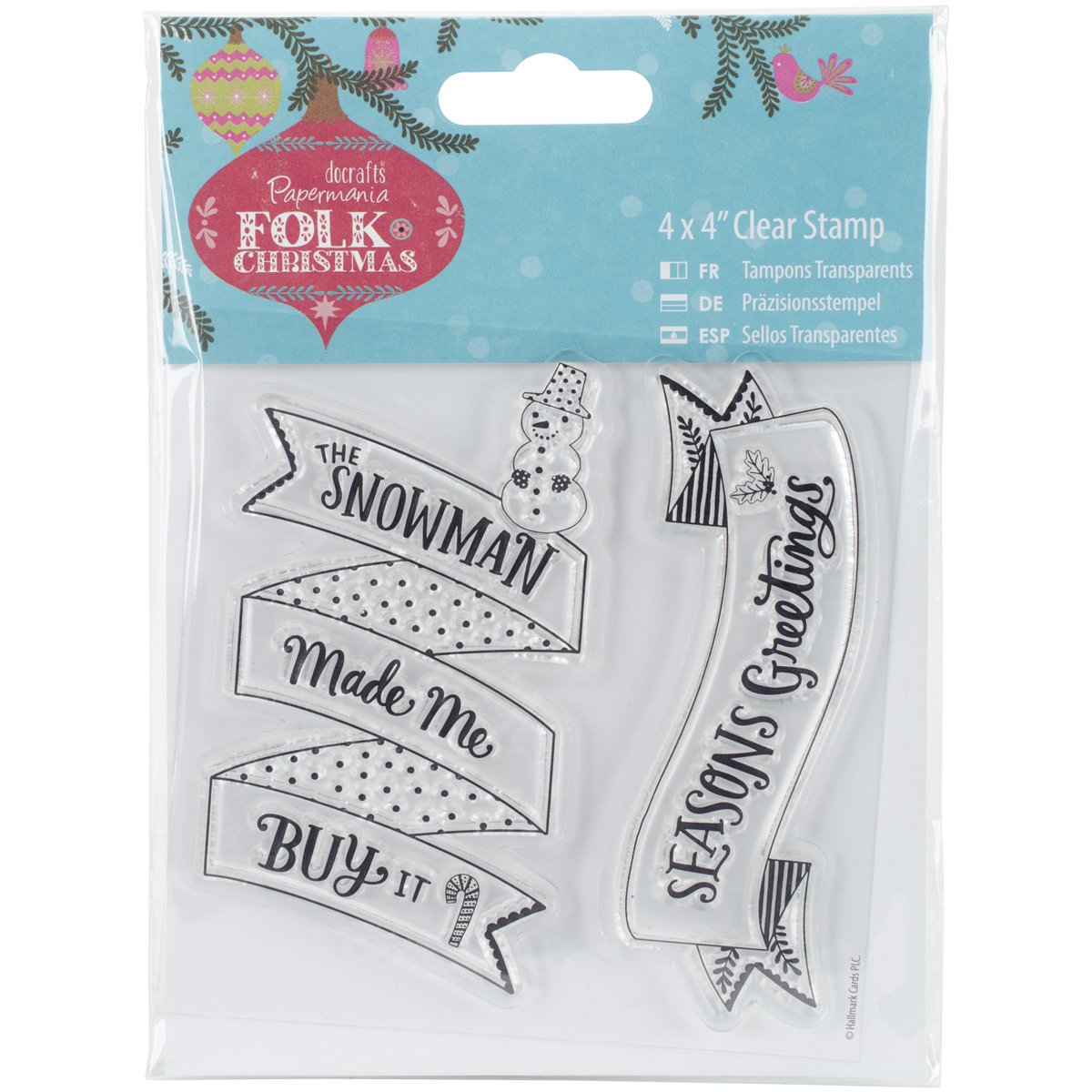 PMA907953 Papermania Folk Christmas Clear Stamps, 4" x 4"