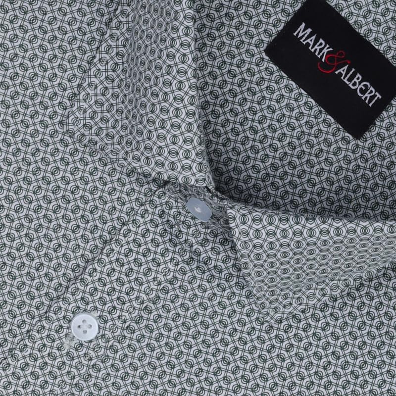 Image of MARK & ALBERT Men's Printed Full Sleeves Regular Fit Shirt Blue | 100% Cotton Stretchable Fabric