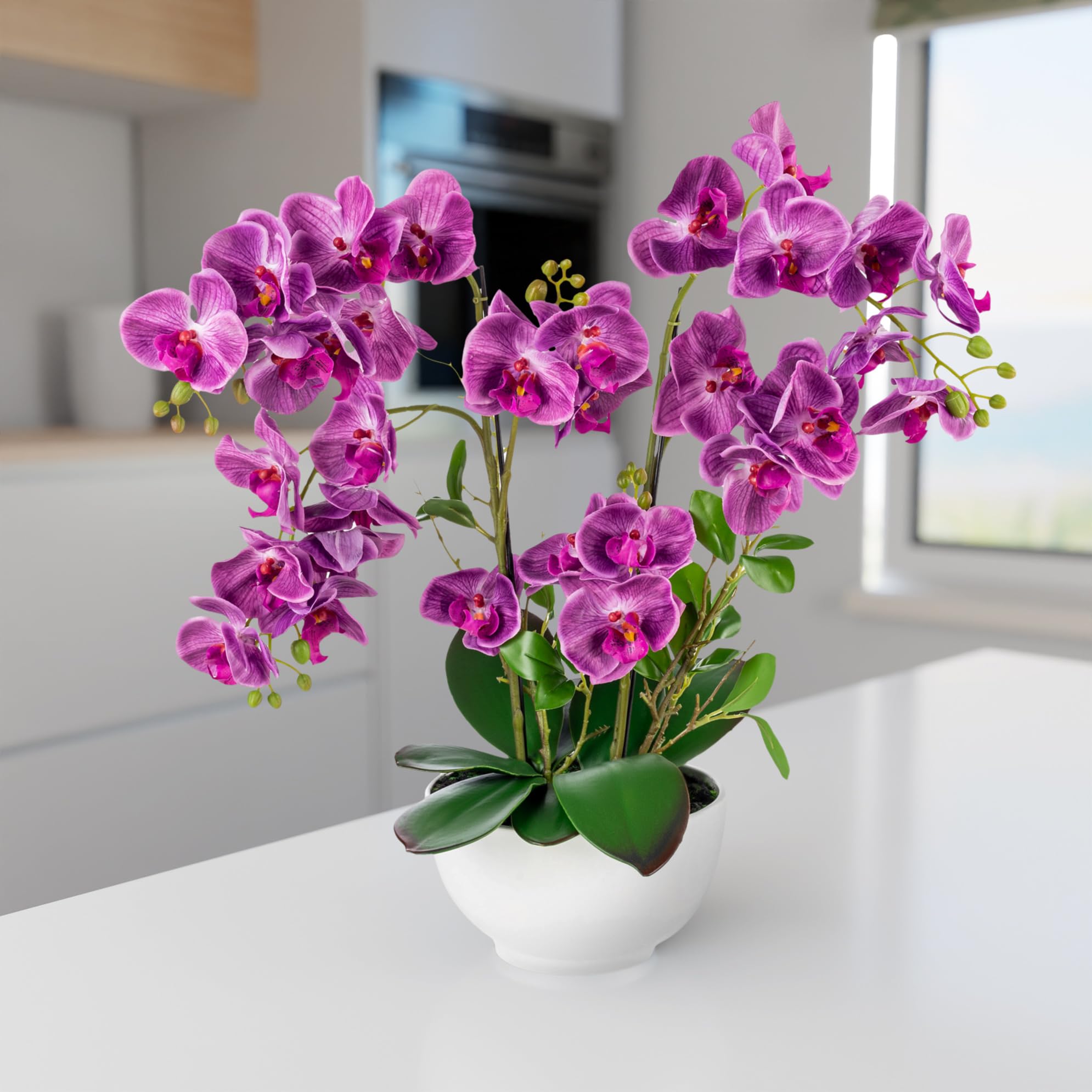 ファレノプシス PASCH® XXL yapay çiçek orkide büyük (56 cm) parlak seramik saksıda