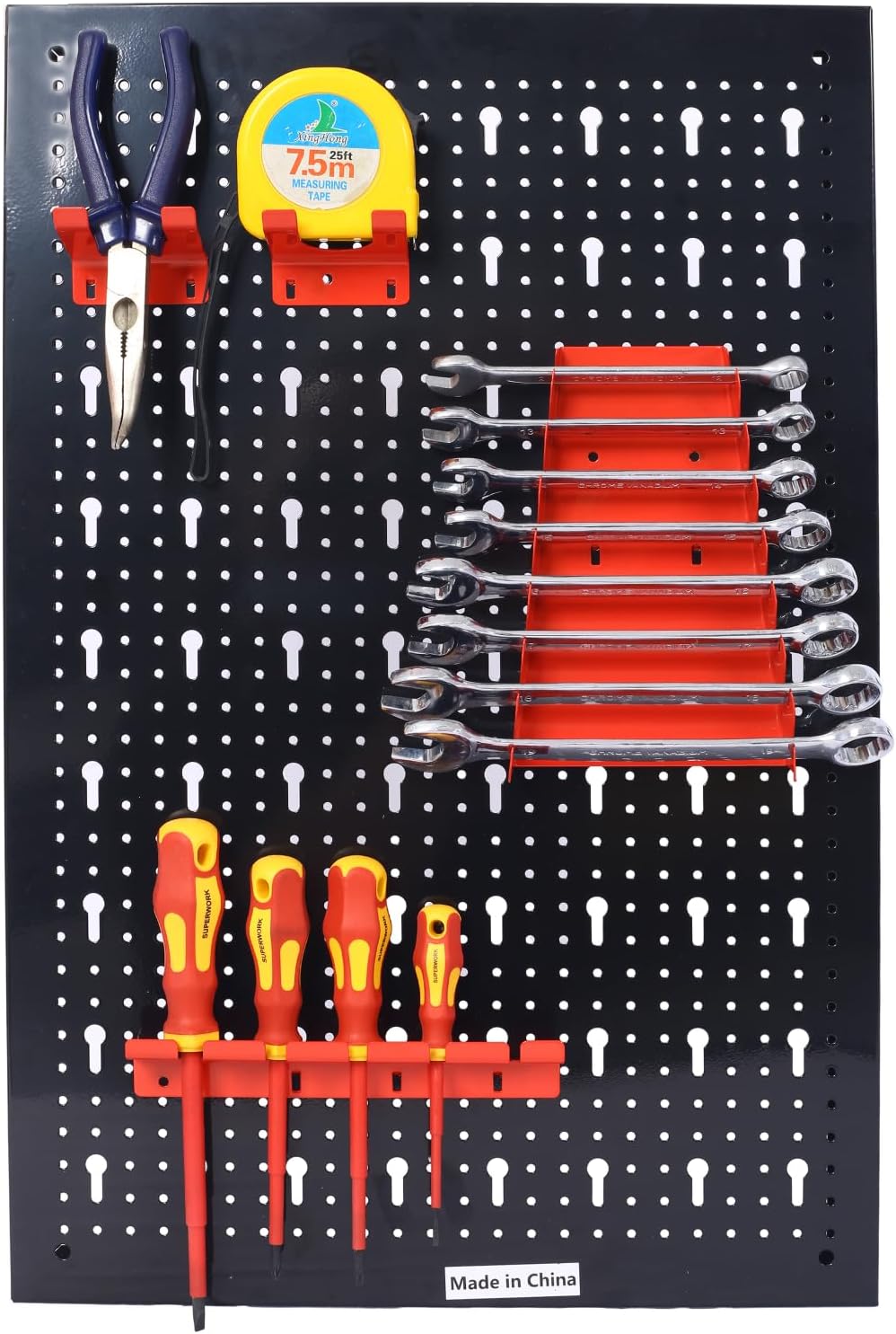 4ft Metal Pegboard Wall Organizer for Garage, Workshop, Warehouse - Black
