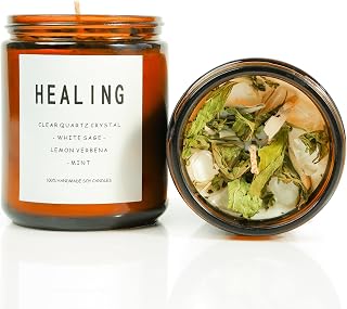 Healing Energy Candle, Negative Energy Cleansing,Soy Aromatherapy, Handmade Crystal Candle for Soothing.(Healing)