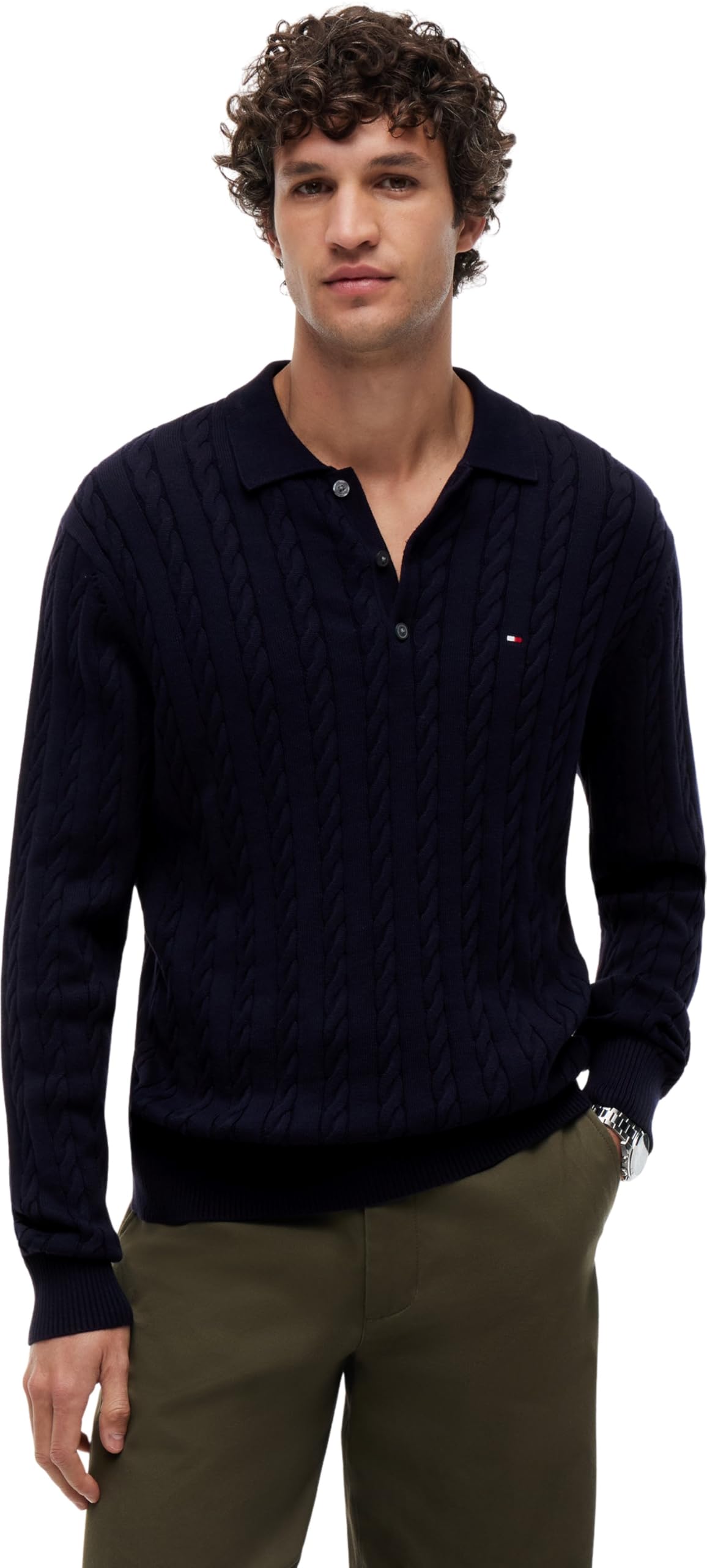 Tommy Hilfiger Herren Classic Cotton Cable Ls Polo Mw0mw41955 Pullover