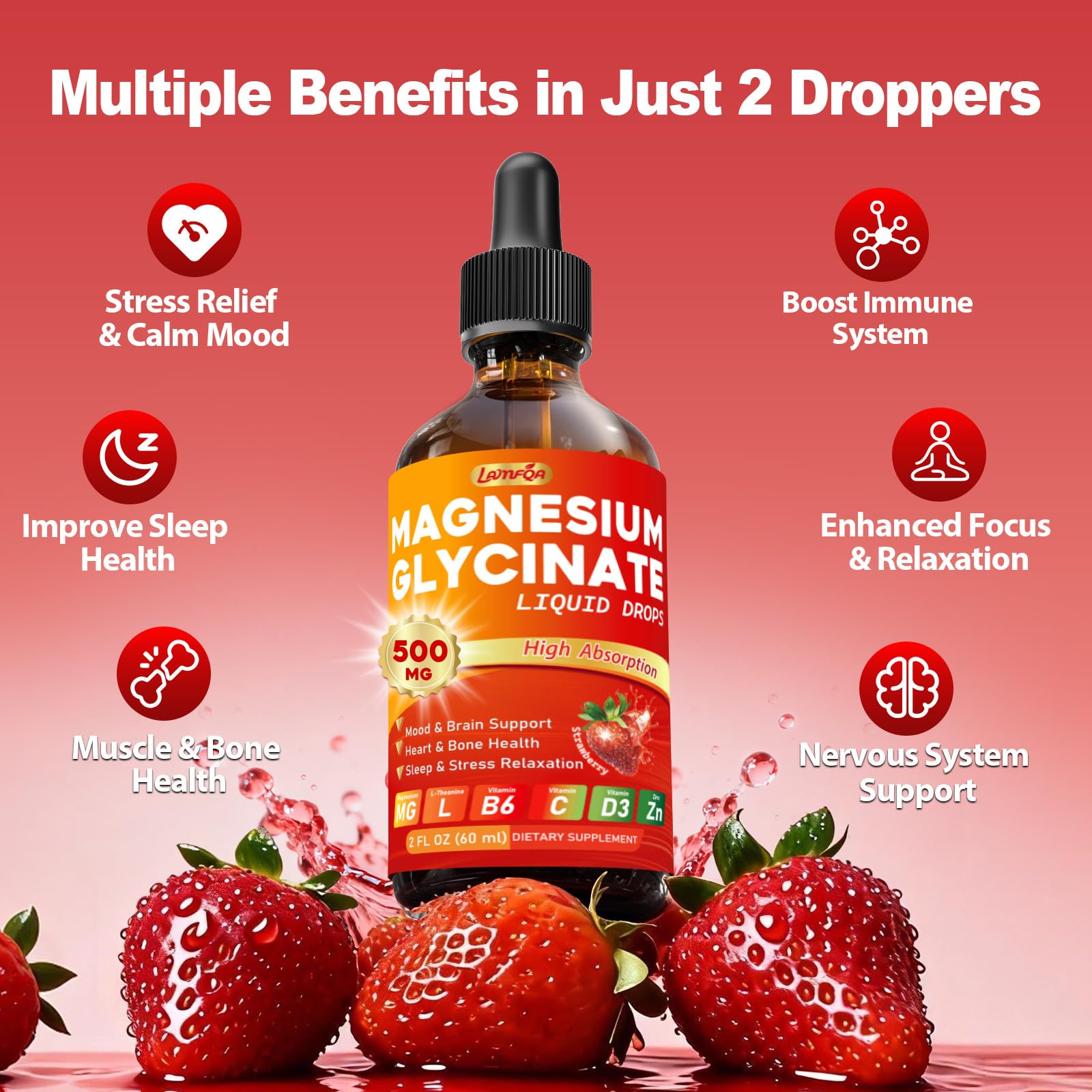 Magnesium Glycinate Liquid Drops 500mg – High Absorption with Vitamin B — Amazon image 2