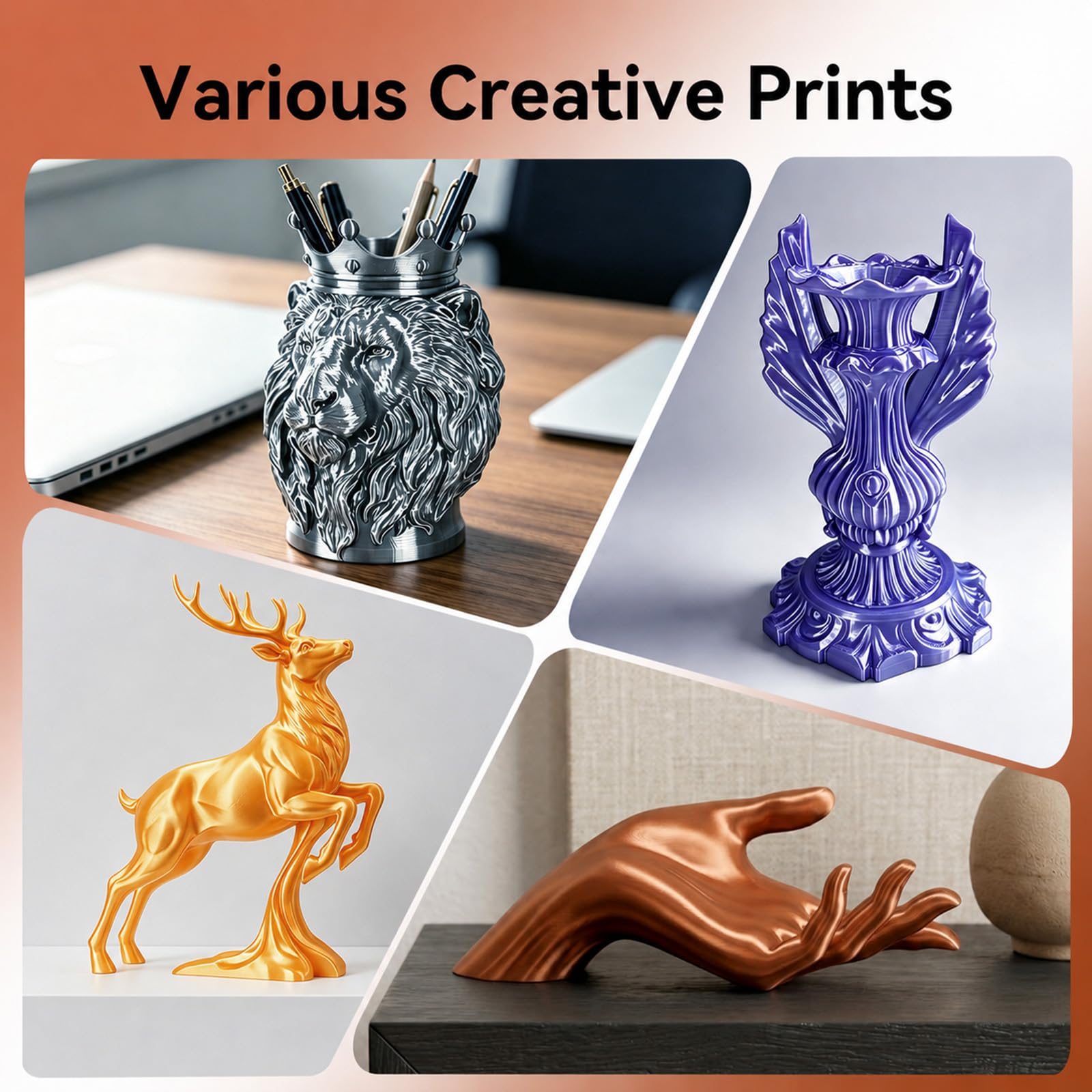 Filamento de seda PLA para impresora 3D, precisión dimensional +/- 0.03 mm, carrete de 1 kg (2.2 libras), filamento PLA brillante de 1.75 mm (cobre)