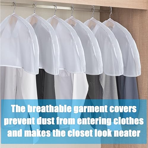 Miniatura 6 de Patelai 100 fundas de hombro para colgar ropa de 24 x 12 x 2 pulgadas, protectores de plástico para ropa con refuerzo de 2 pulgadas para guardar