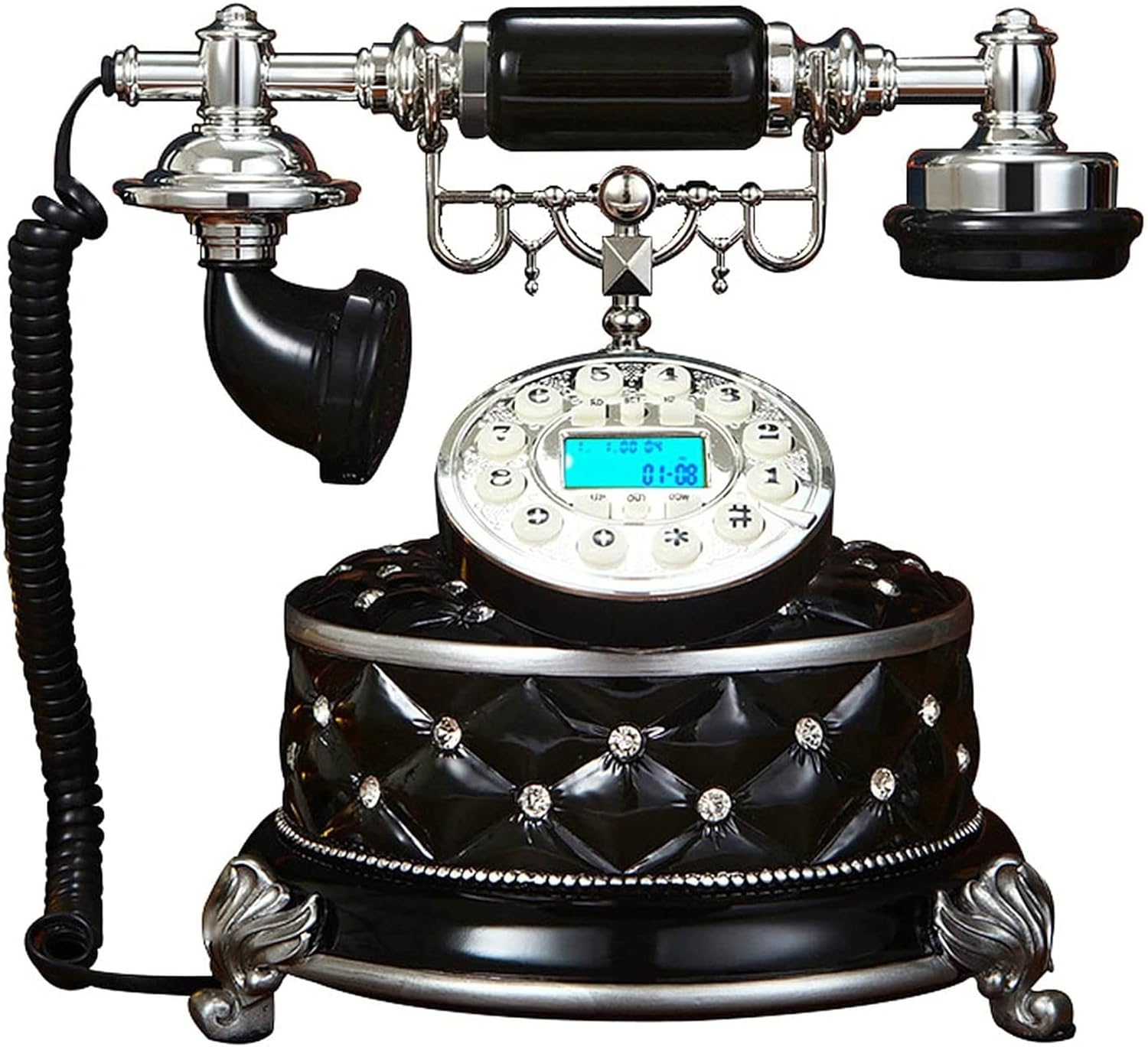 Phone Decor Landline Phone for Home, Black Old Fashion Caller Id Telephone, Vintage Decorative Phones for Home Office Business Hotel